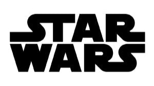 Black 'Star Wars' logo on a white background