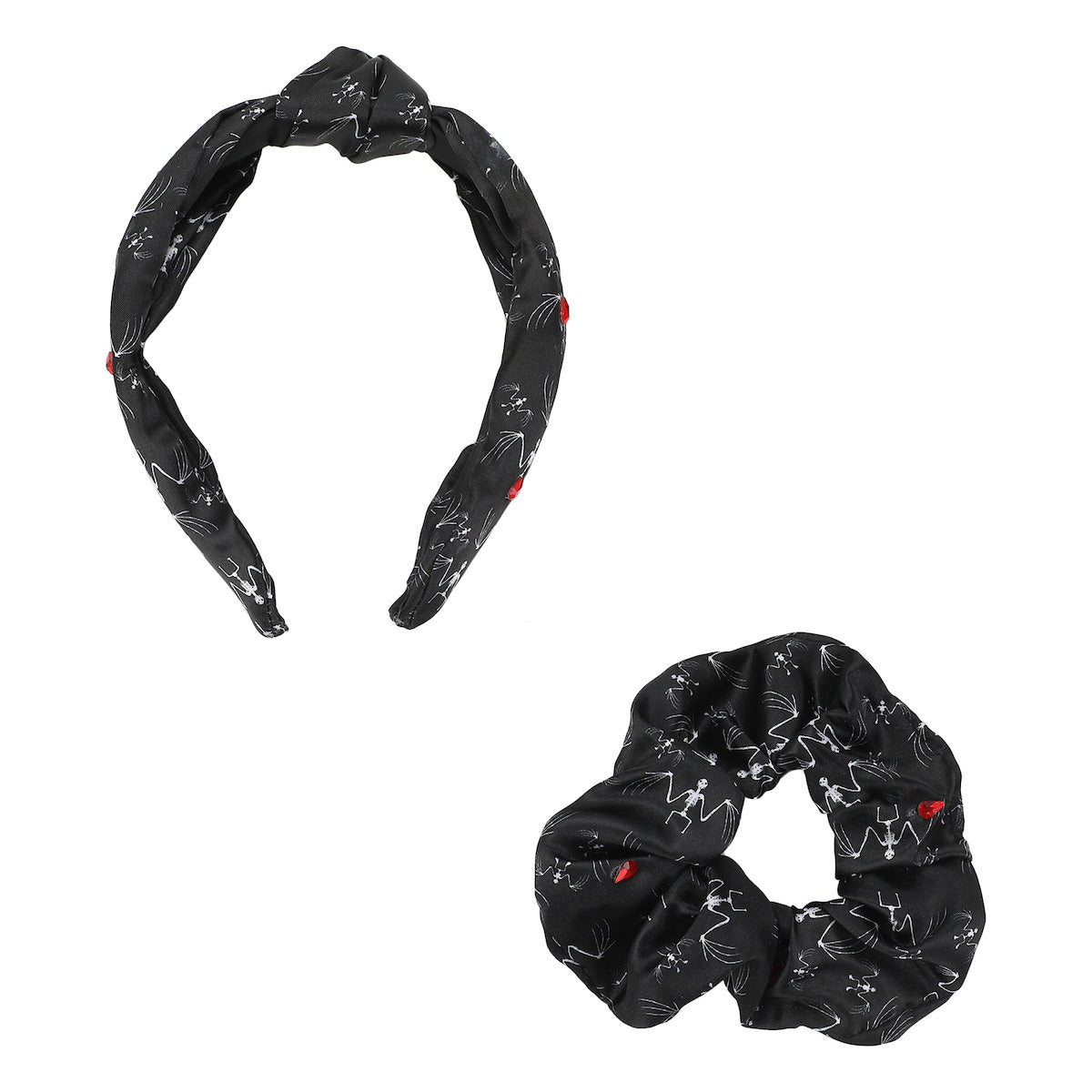 Halloween Bat Skeletons 2-Piece Headband & Scrunchie Set