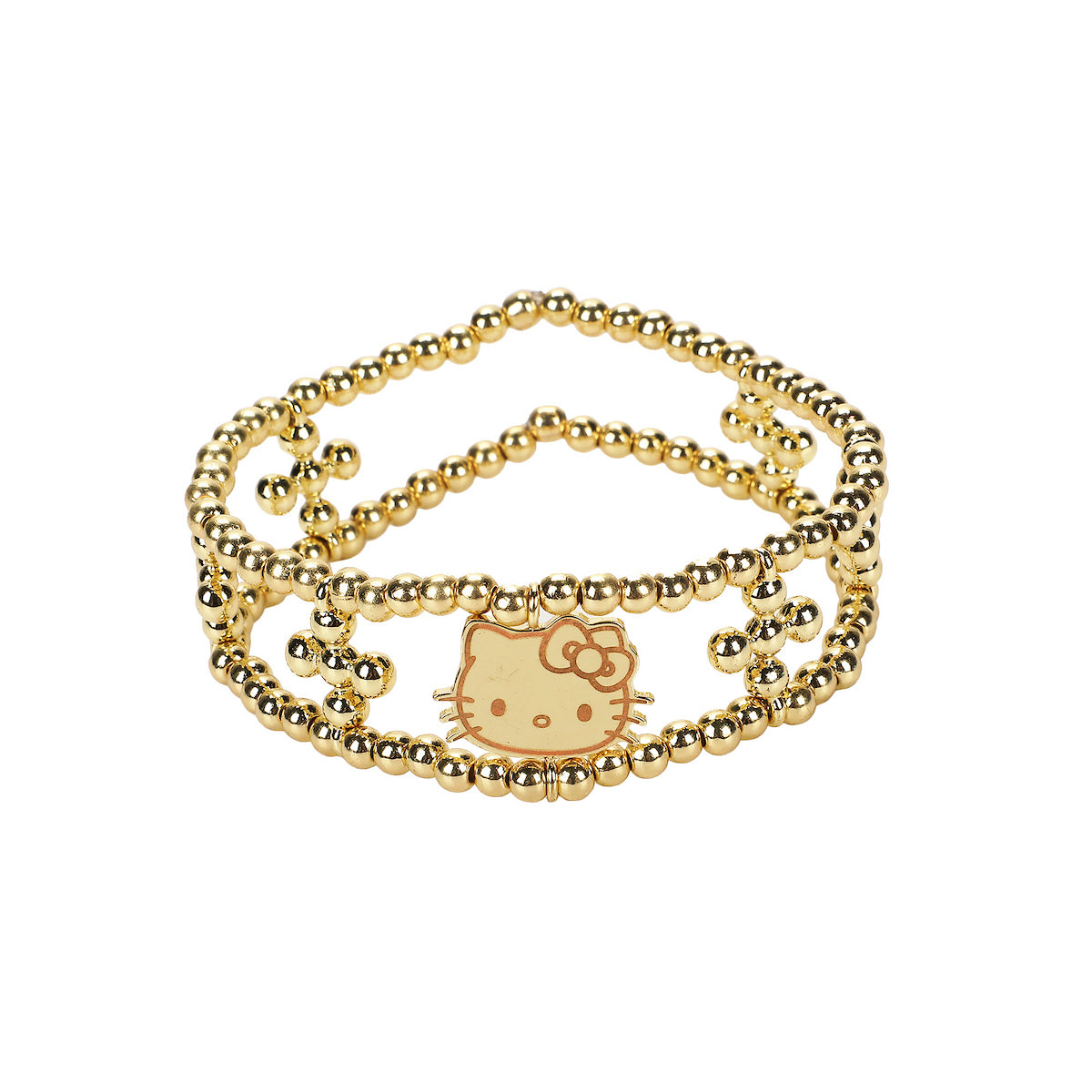 Hello Kitty Face Apple & Bow 3-Pack Golden Bracelet Set