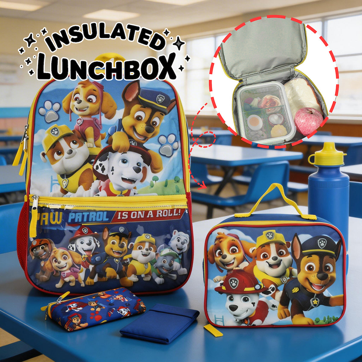 Paw Patrol Heroes Nickelodeon Cartoon 5-Piece Backpack accessories Set for boys
