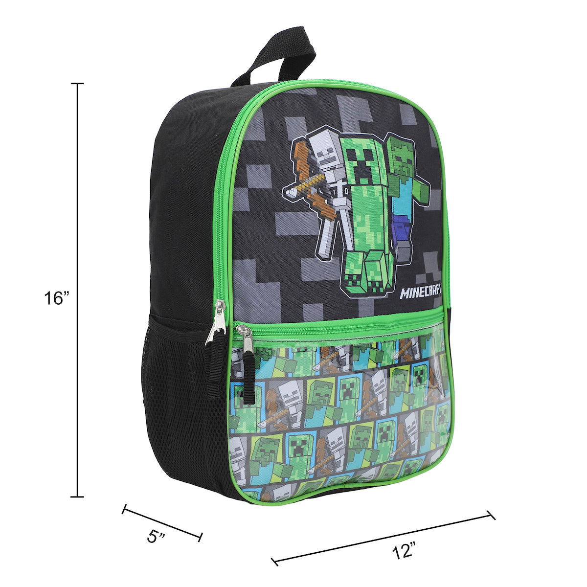 Minecraft Backpack Set with Lunch Box for Boys & Girls, 16 inch, 5 Piece Value Set