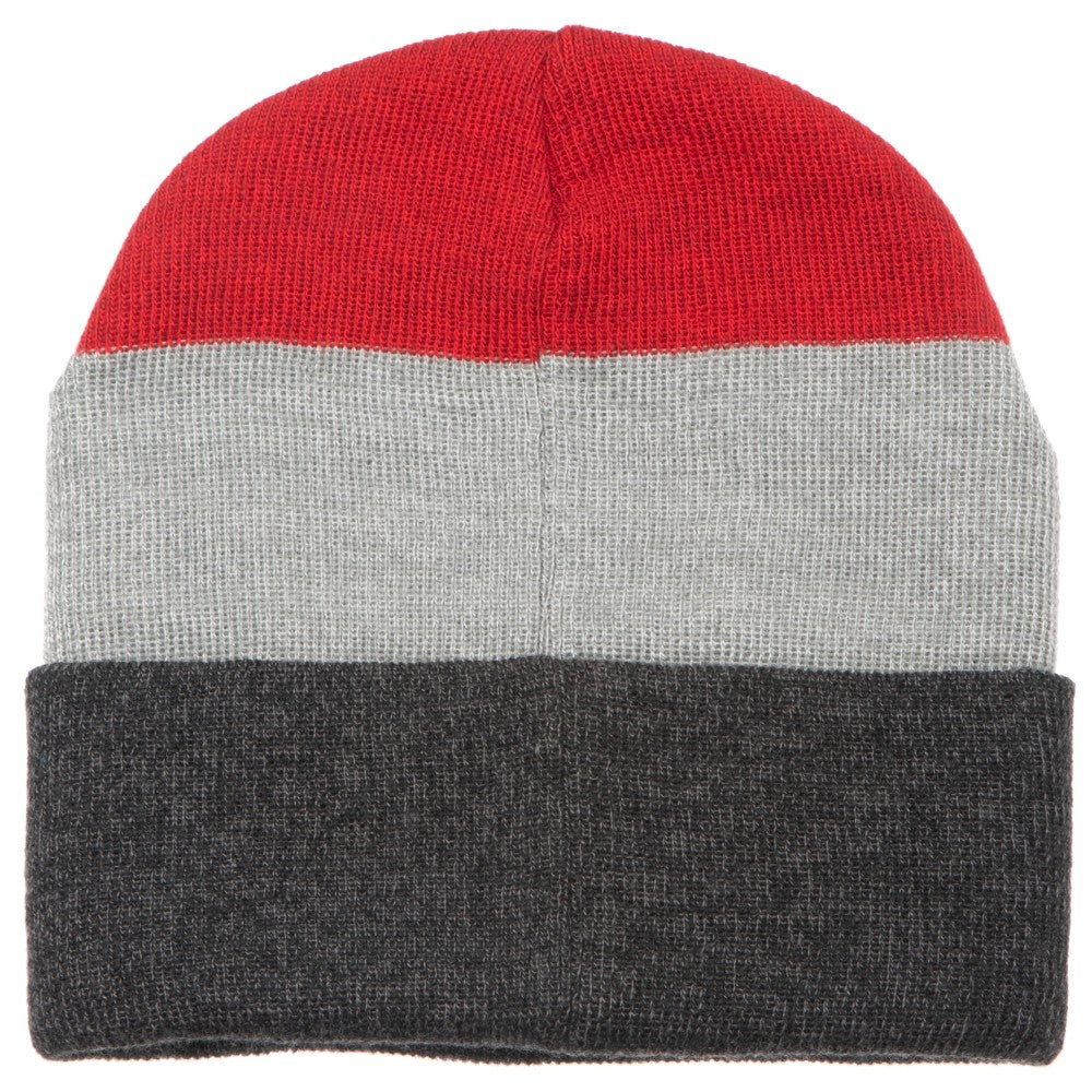 Dungeons and Dragons Game Striped Red Marled Embroidery Logo Knitted Beanie Hat for Winter