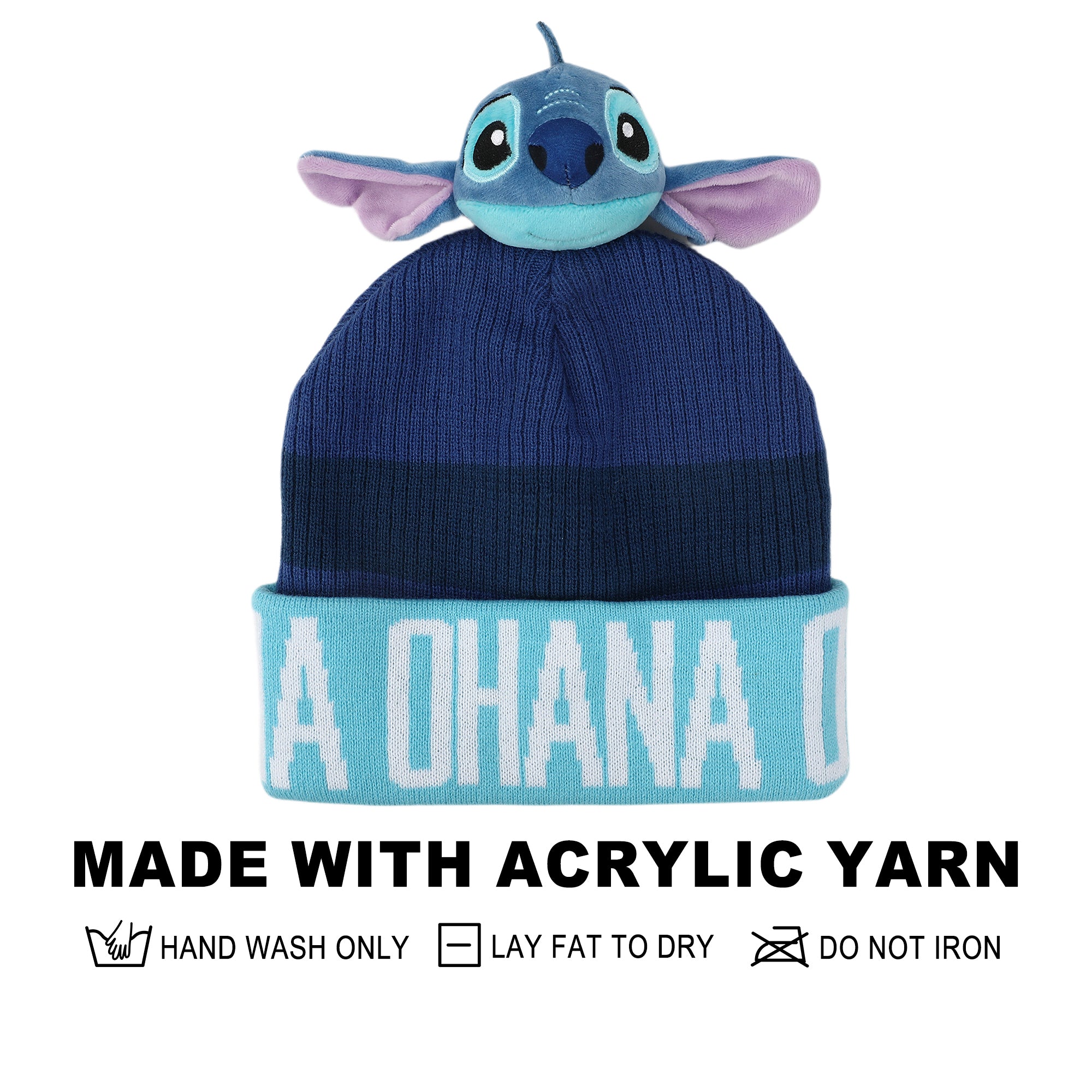 Disney Stitch Ohana Cuff Beanie With Plush Character Pom