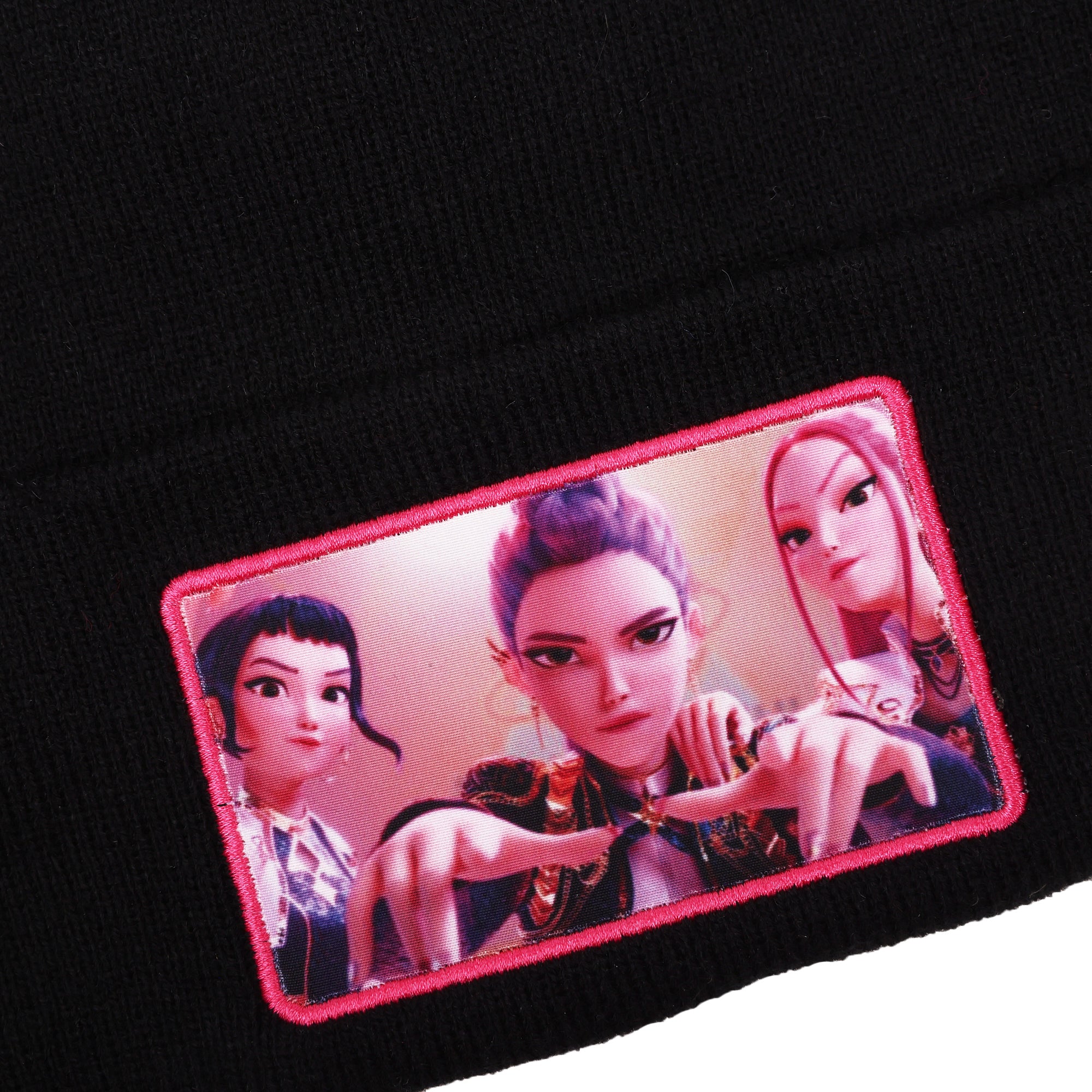 KPop Demon Hunters Huntr/x Black Cuff Knit Beanie