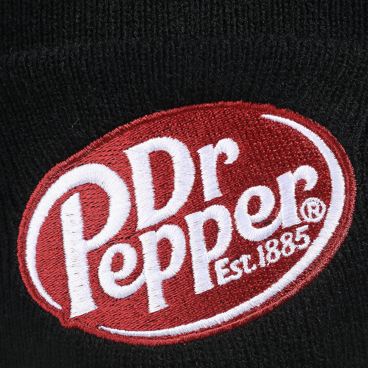 Dr Pepper Embroidered Black Knit Cuff Beanie for Adults