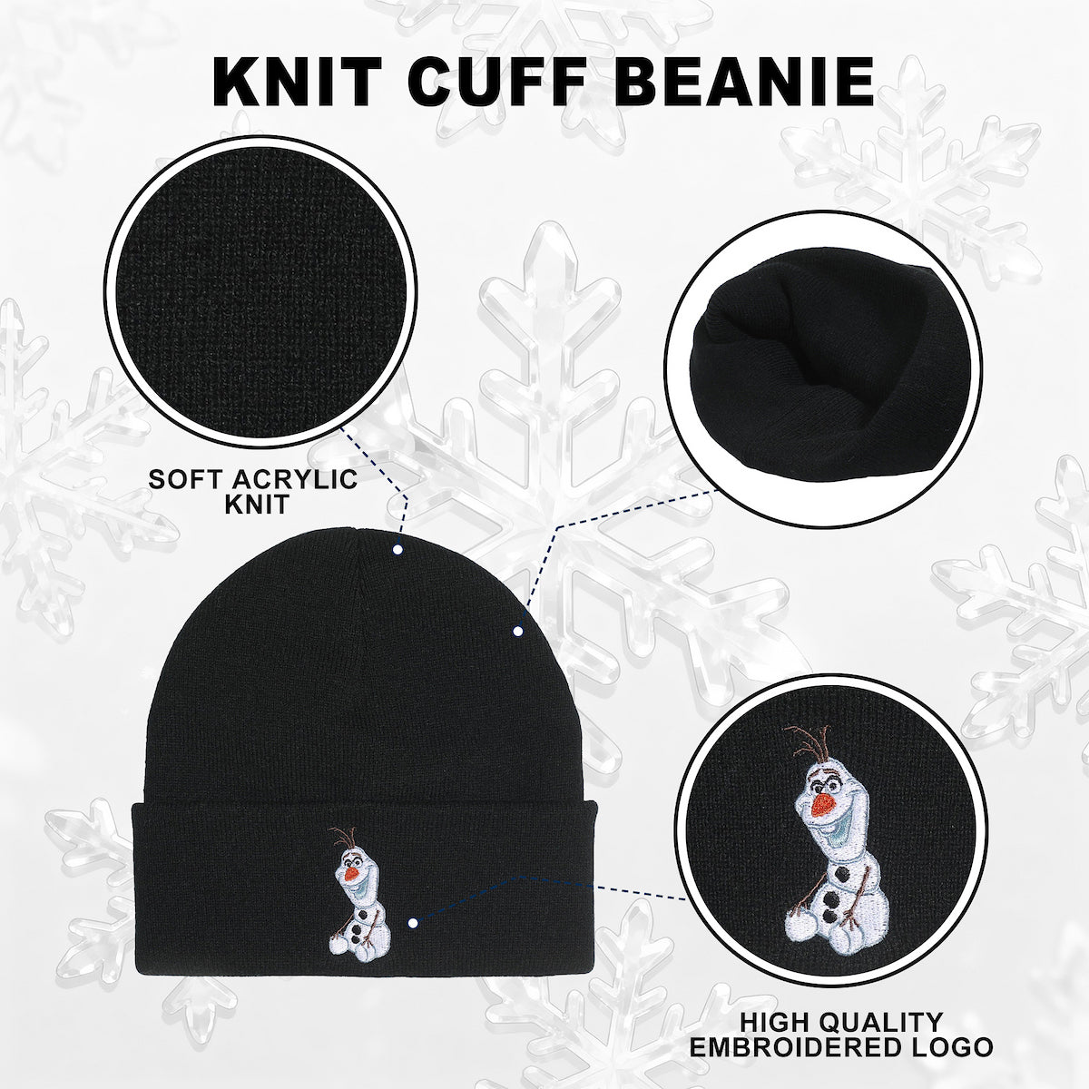 Frozen Olaf Embroidery Blue Knit Cuff Beanie for Adults