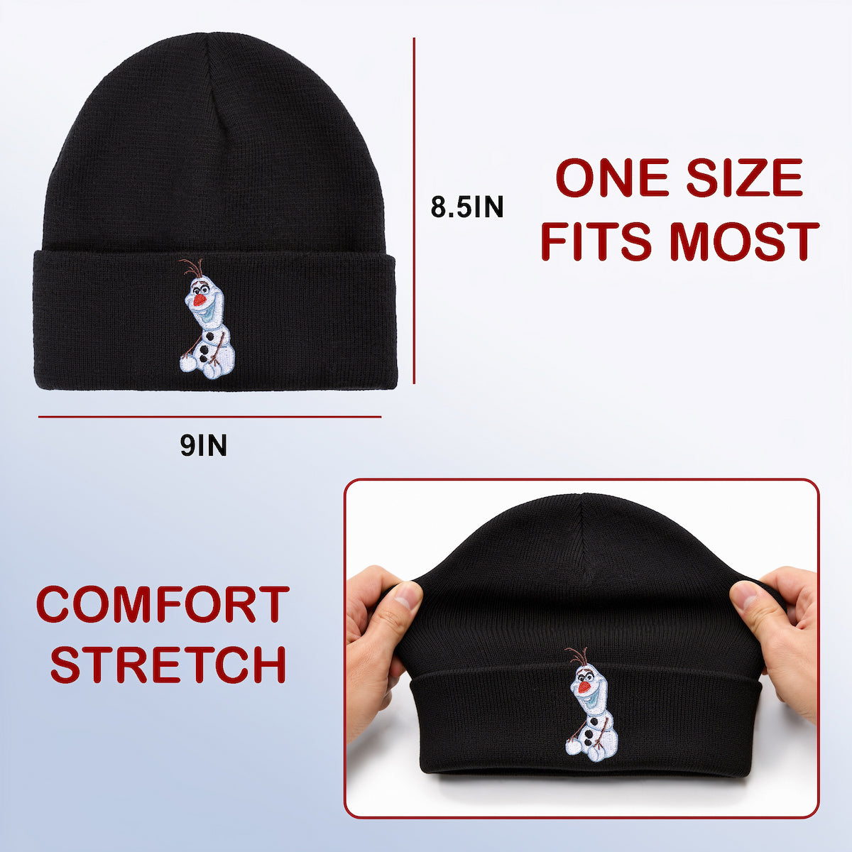 Frozen Olaf Embroidery Blue Knit Cuff Beanie for Adults