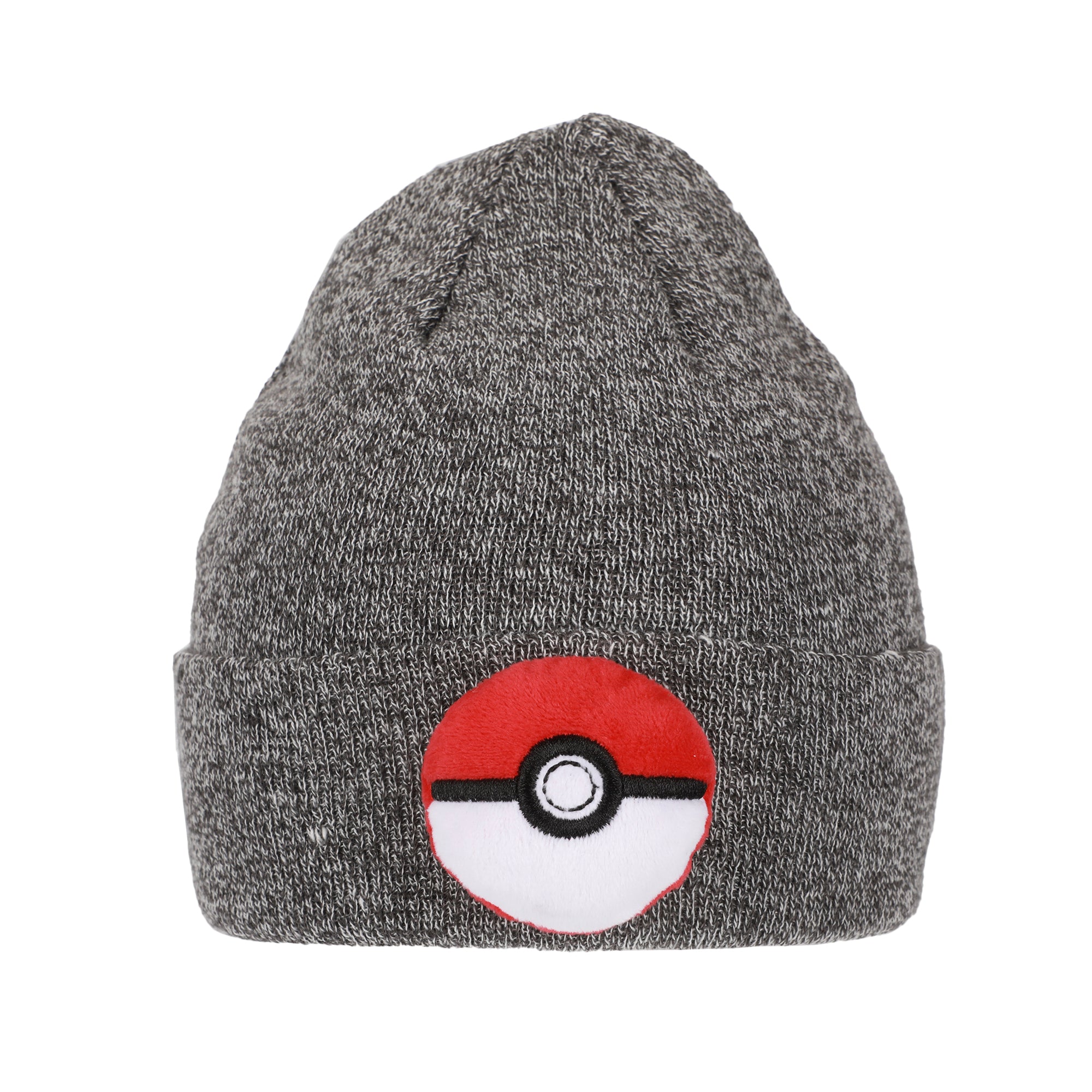 Pokemon 3D Plush Pokeball Youth Gray Cuff Beanie