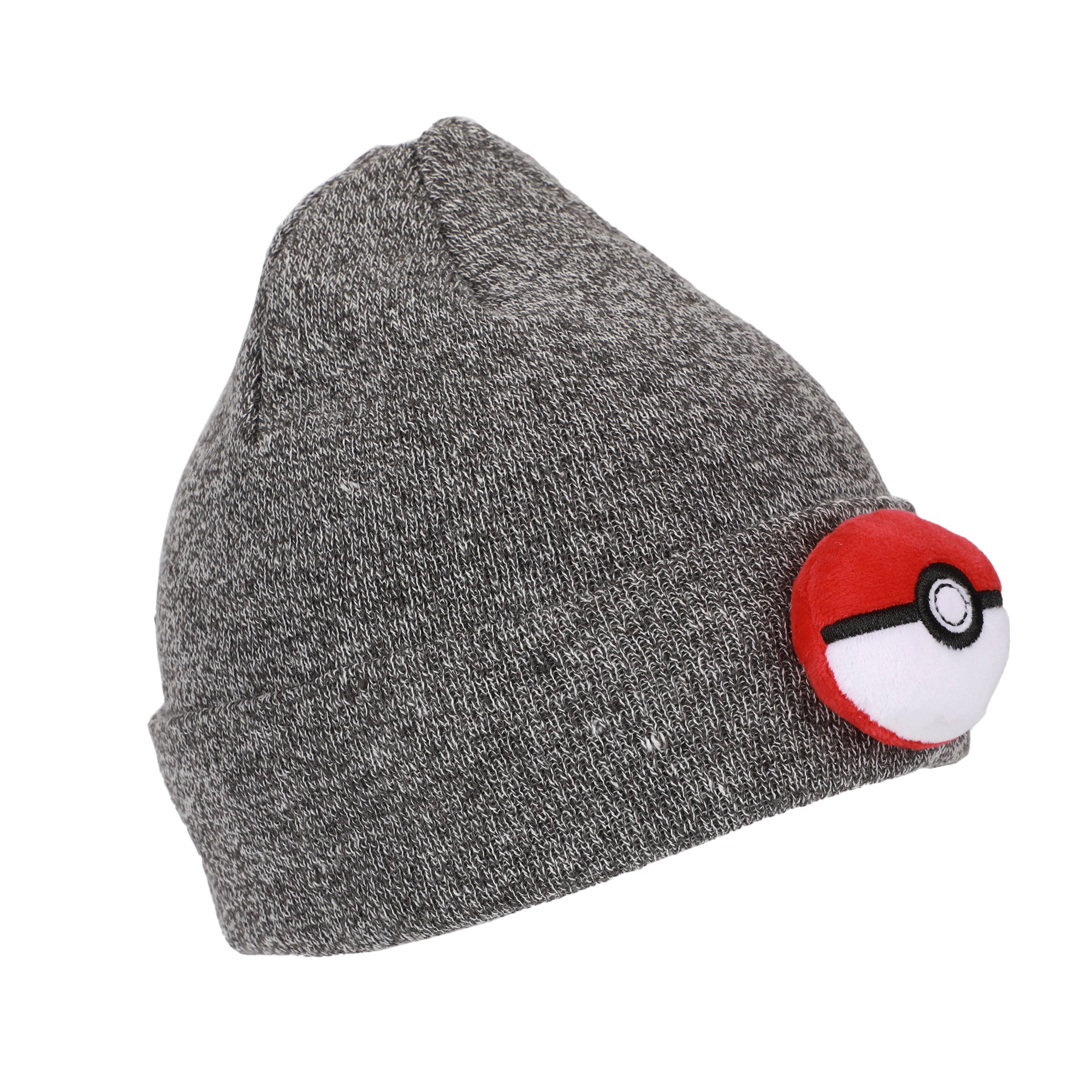 Pokemon 3D Plush Pokeball Youth Gray Cuff Beanie
