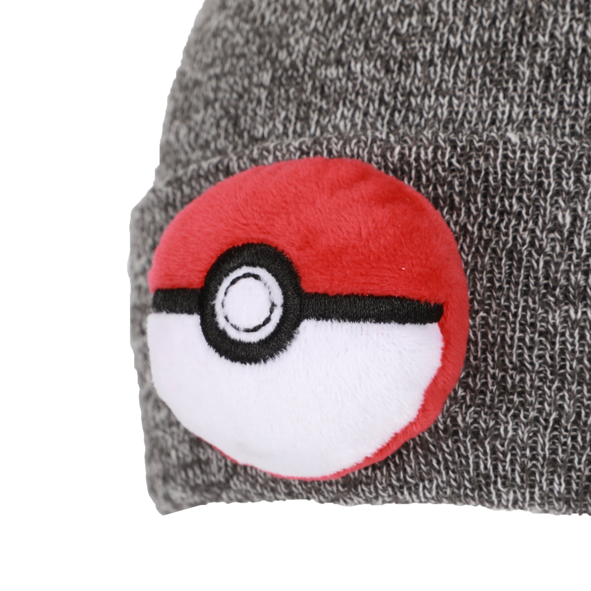 Pokemon 3D Plush Pokeball Youth Gray Cuff Beanie