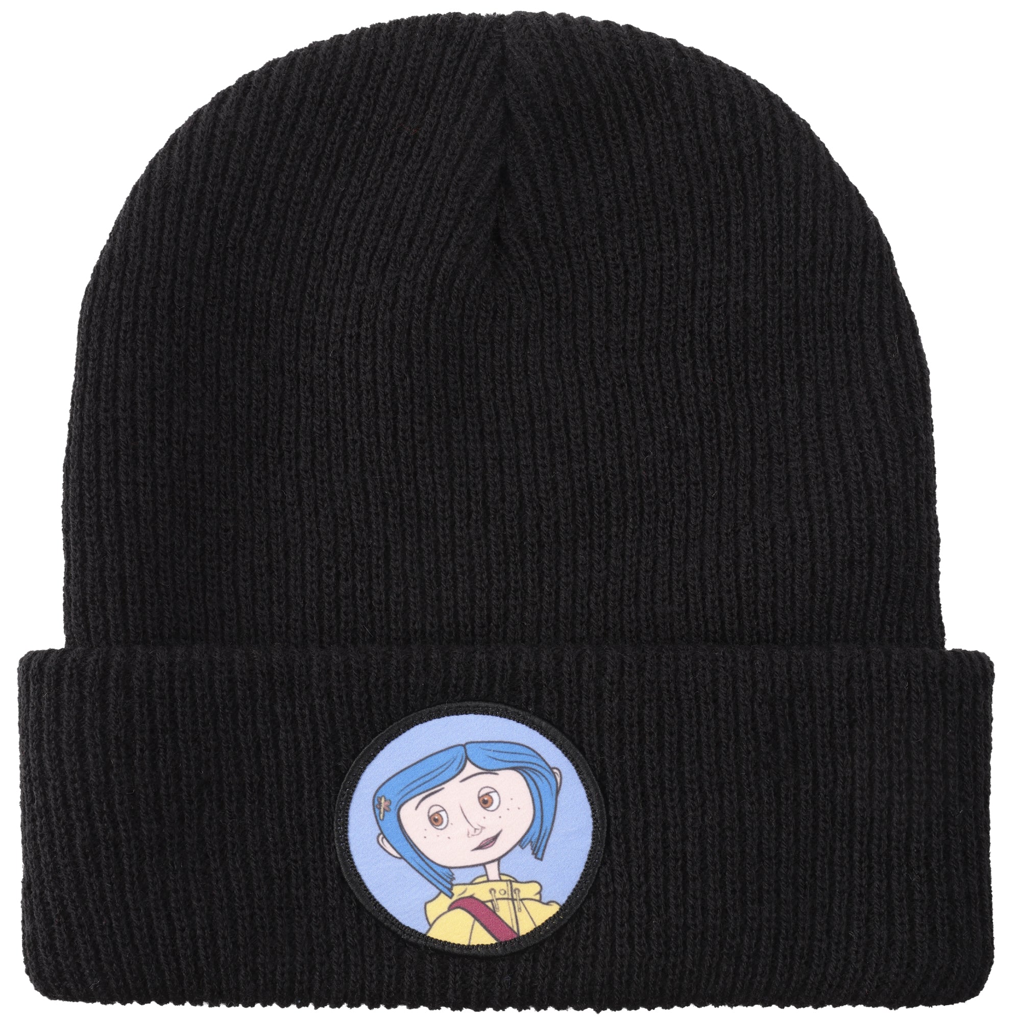 Coraline Woven Patch Tall Cuff Beanie