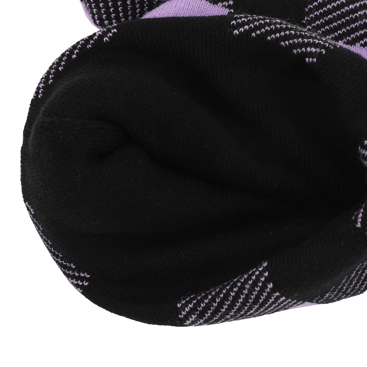 Kuromi Hood Purple Plaid Cuff Beanie