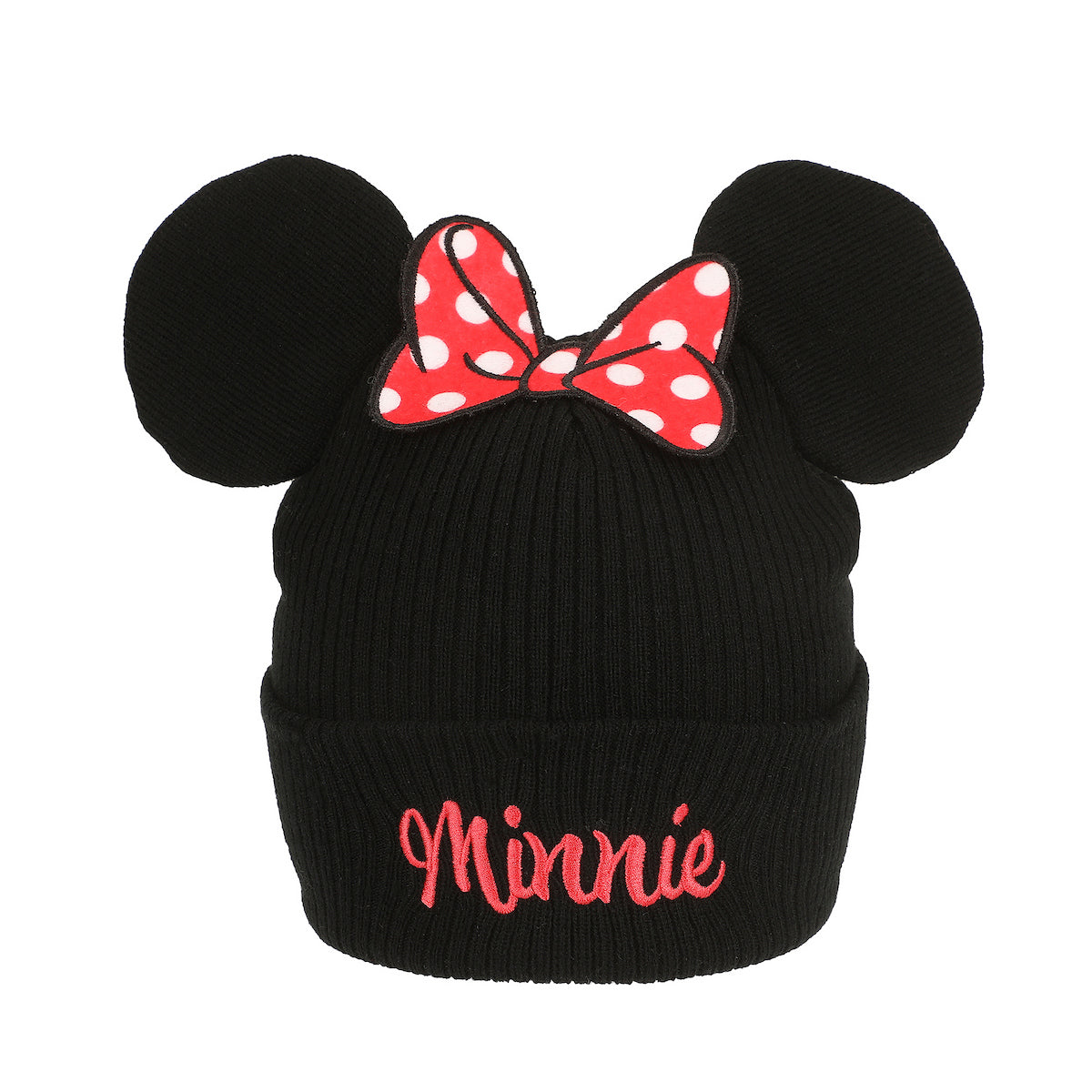 Minnie Mouse Bow With Ear Poms Cuff Beanie