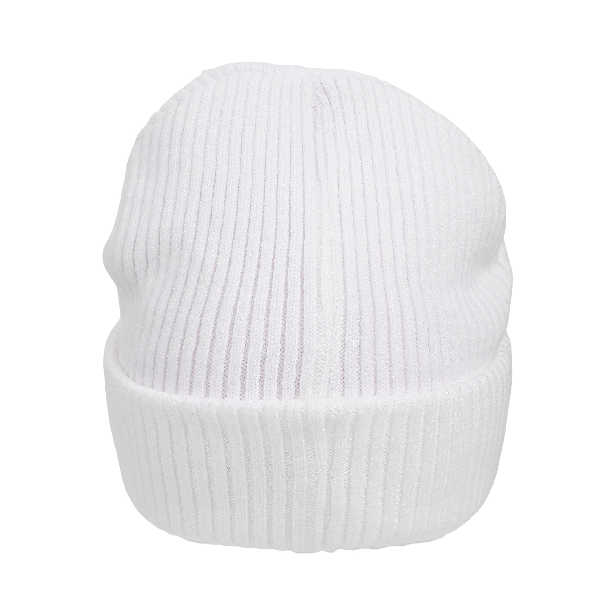 Hello Kitty Ribbed Knit, Embroidered Character On White Cuff Beanie