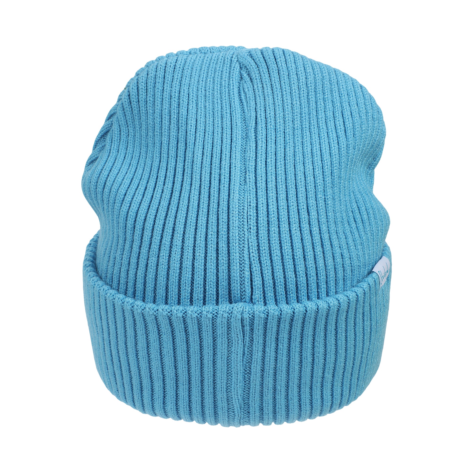 Lilo & Stitch Ribbed Knit Embroidered Stitch On Blue Satin Lined Cuff Beanie