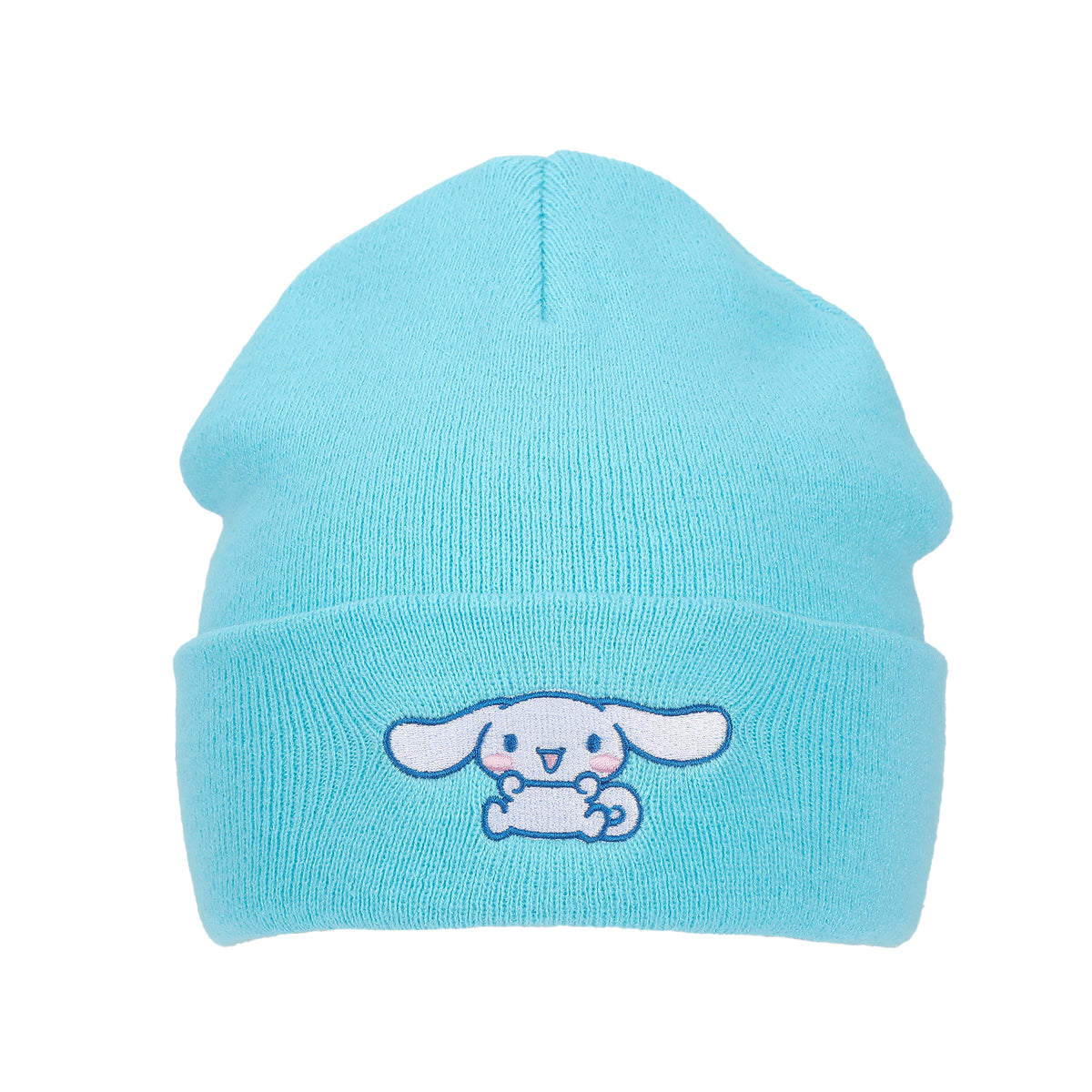 Cinnamoroll Ribbed Knit, Embroidered Character On Blue Cuff Beanie
