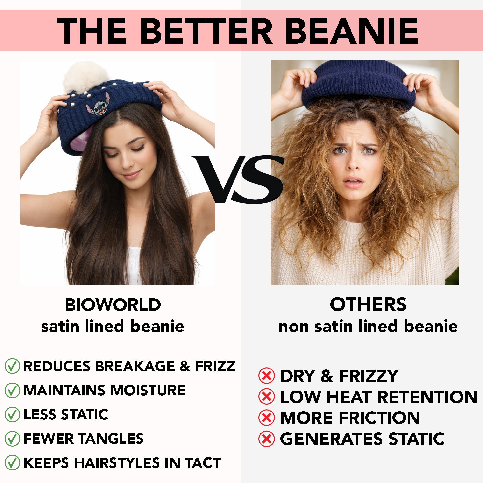 Disney Stitch Character Face & Pearl Appliques Blue Cuff Beanie