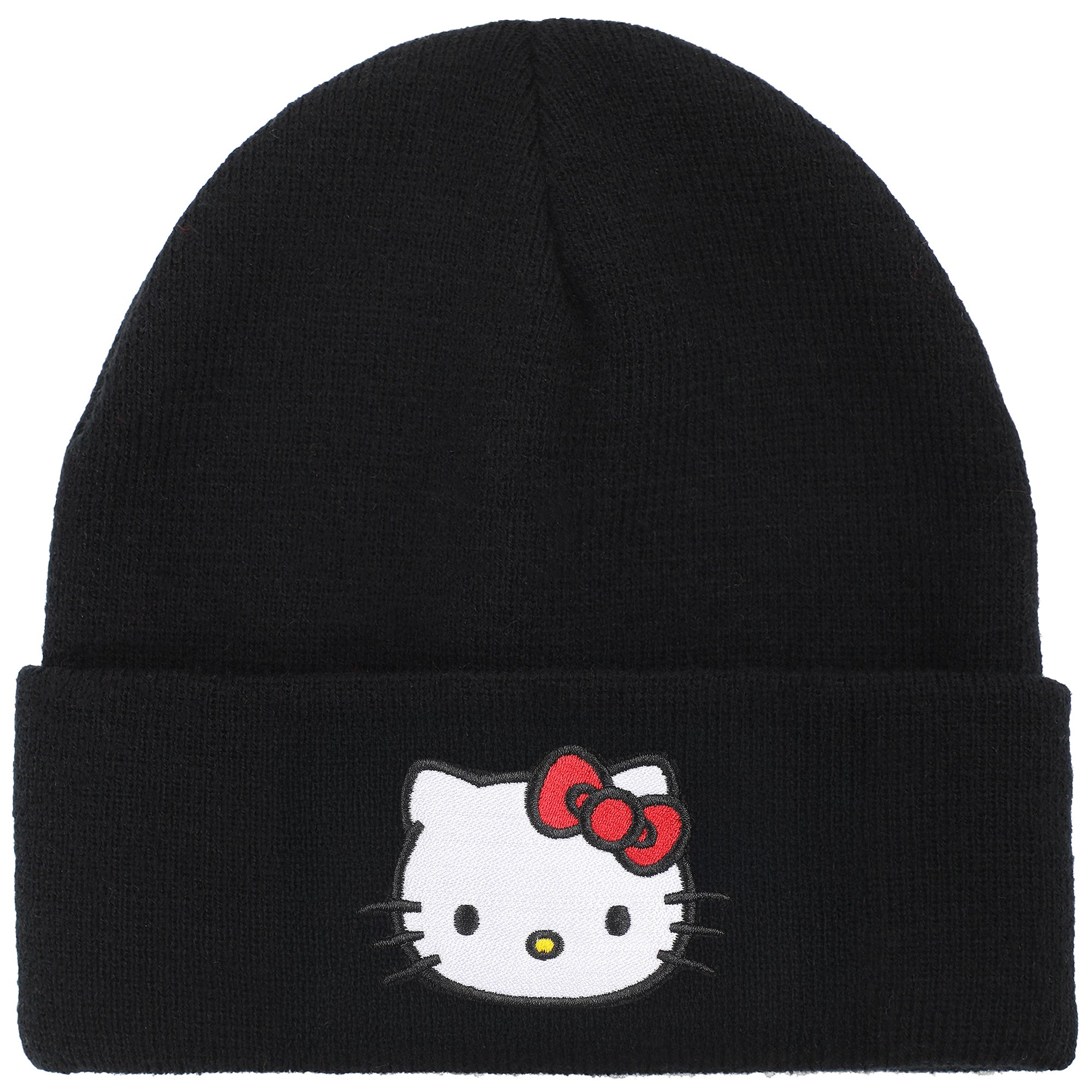 Hello Kitty Embroidered Character On Black Cuff Beanie