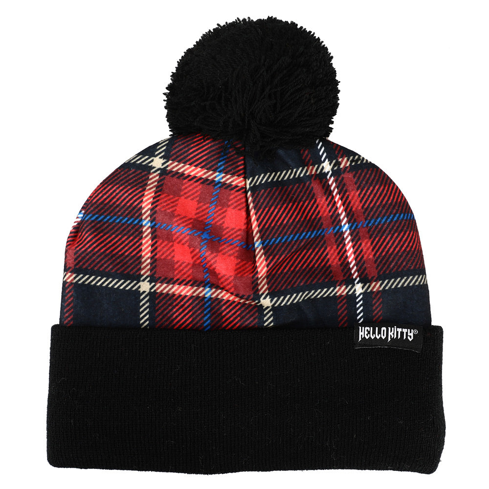 Hello Kitty Punk Magic Jacquard Plaid Crown Embroidered Cuffed knitted Beanie Hat for Adults