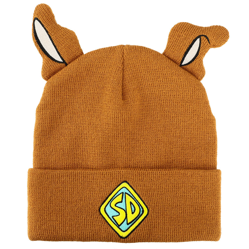 Scooby Doo Embroidered Brown Acrylic Knit Cuff Beanie