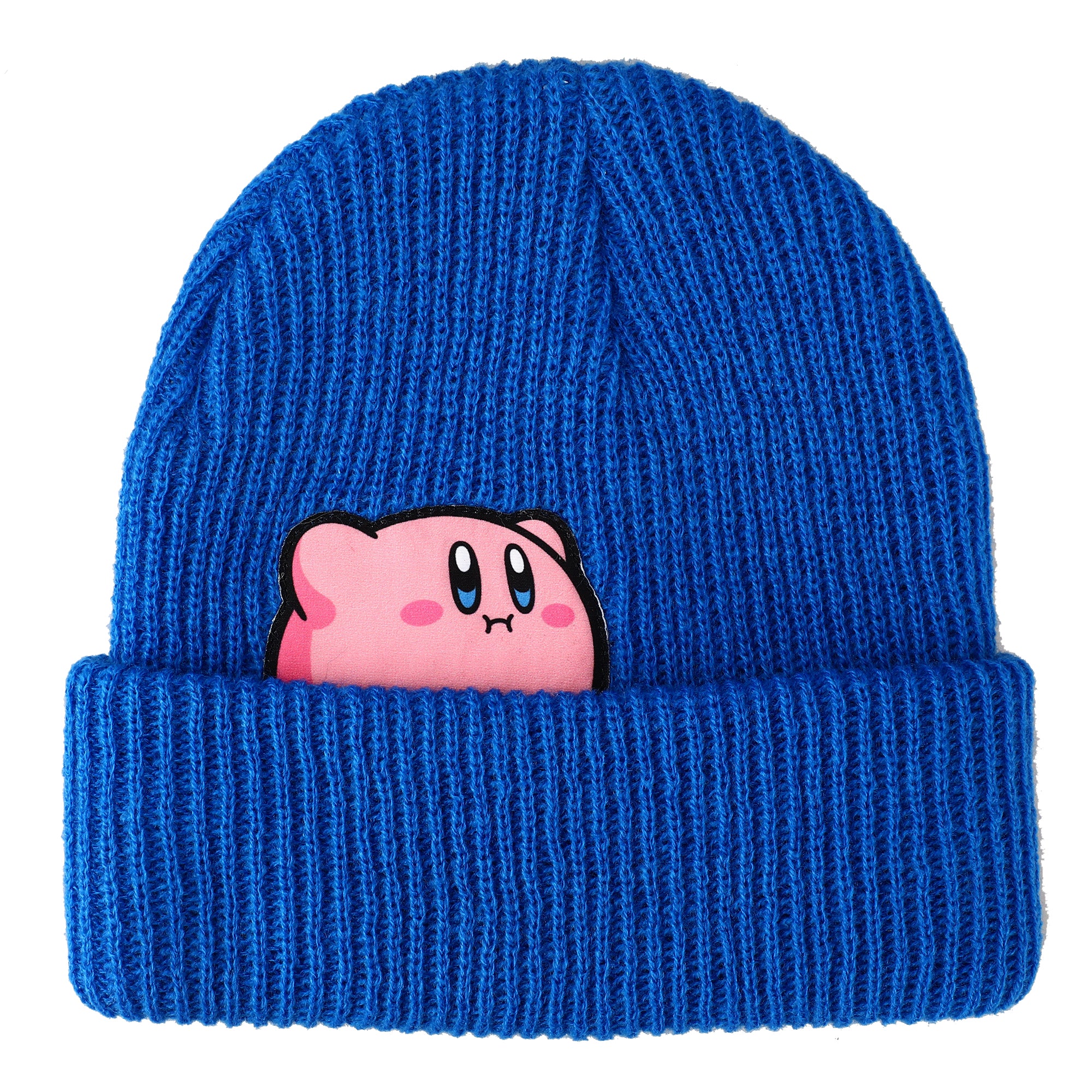 Kirby Snack Time Royal Blue Cuffed Plain Skull Acrylic  Knitted Beanie Hat