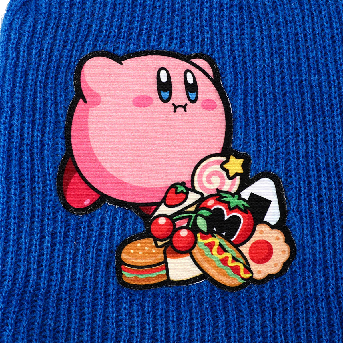 Kirby Snack Time Royal Blue Cuffed Plain Skull Acrylic Knitted Beanie Hat