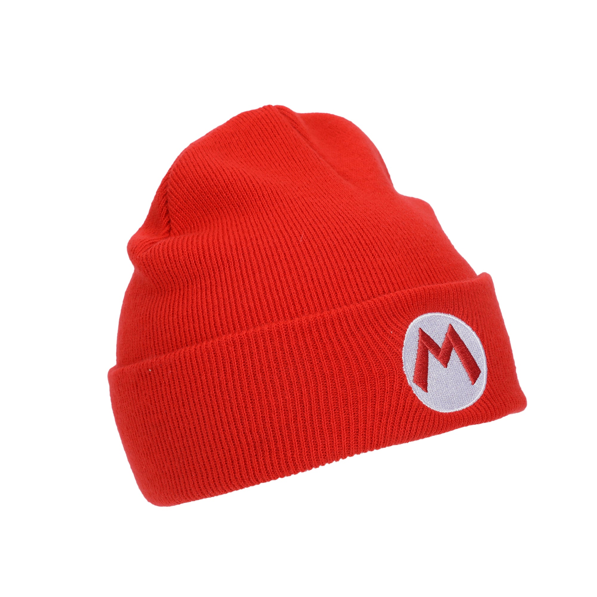 Super Mario Embroidered M Logo On Red Cuff Beanie