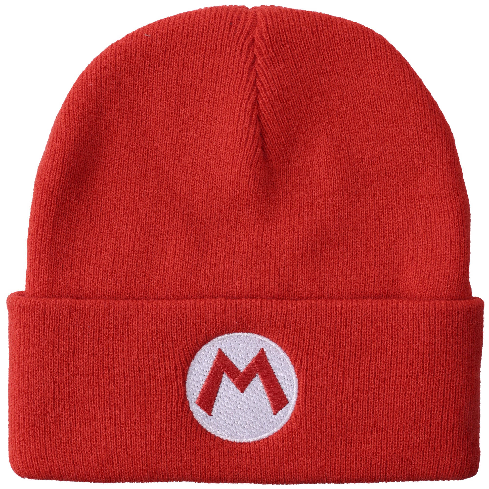 Super Mario Embroidered M Logo On Red Cuff Beanie