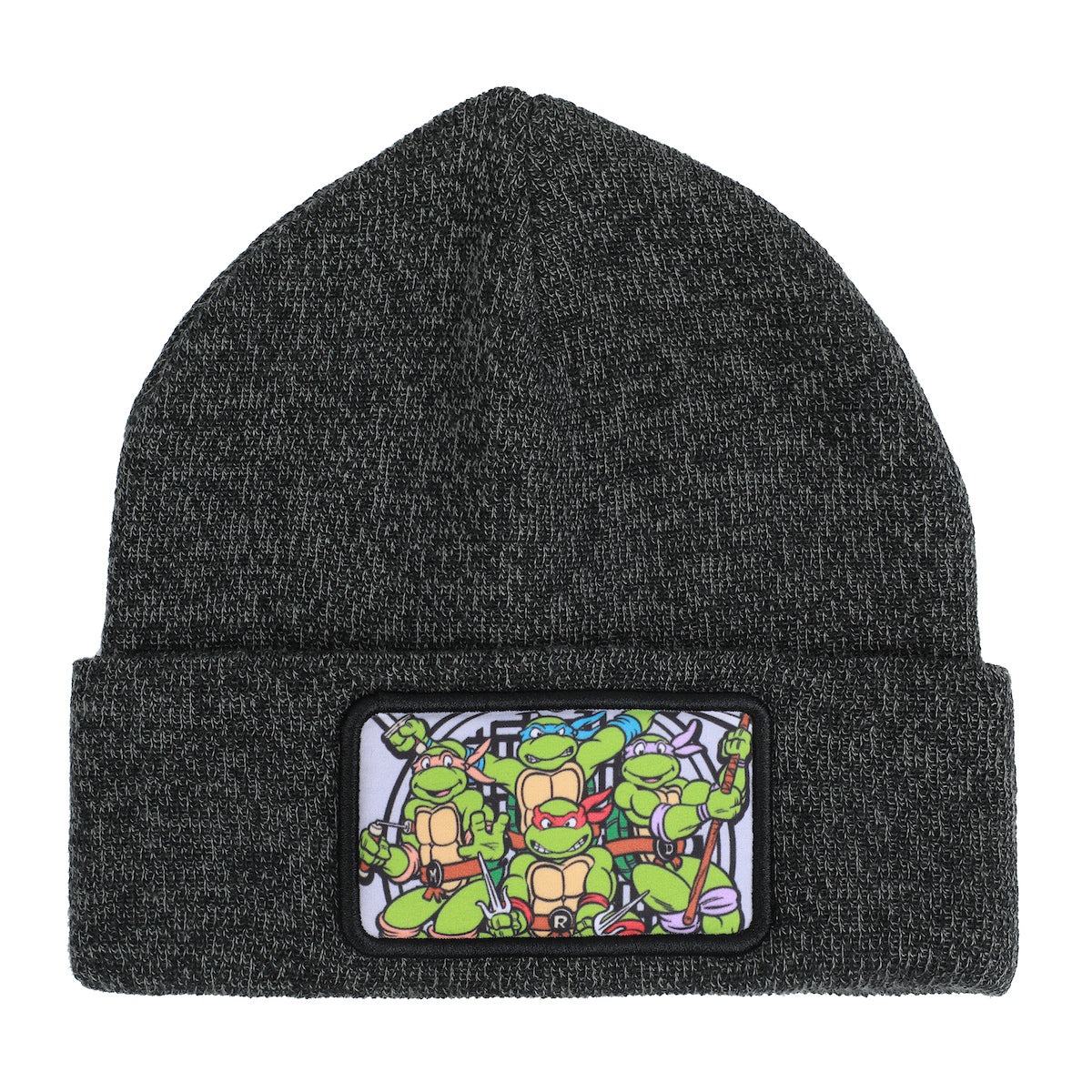 TMNT Dark Heather Grey Beanie with Sewer Screen Grab Patch