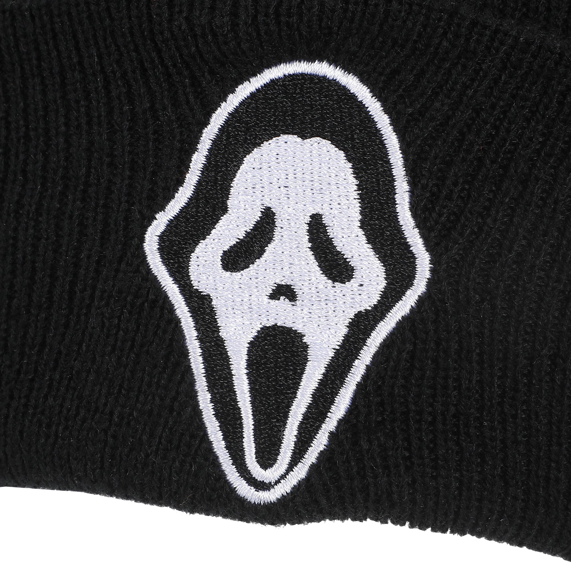 Ghostface Embroidered Face Logo On Black Cuff Beanie