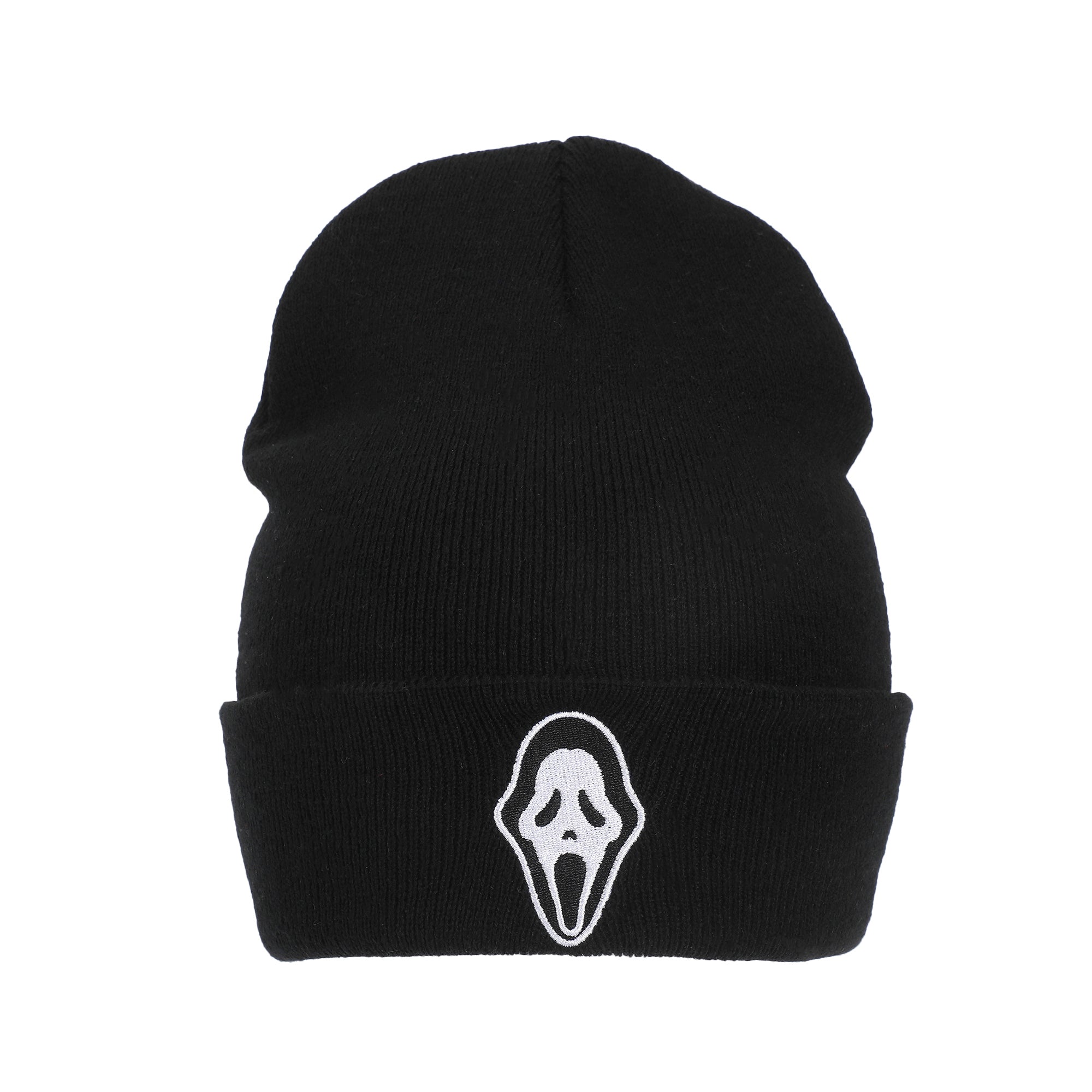 Ghostface Embroidered Face Logo On Black Cuff Beanie