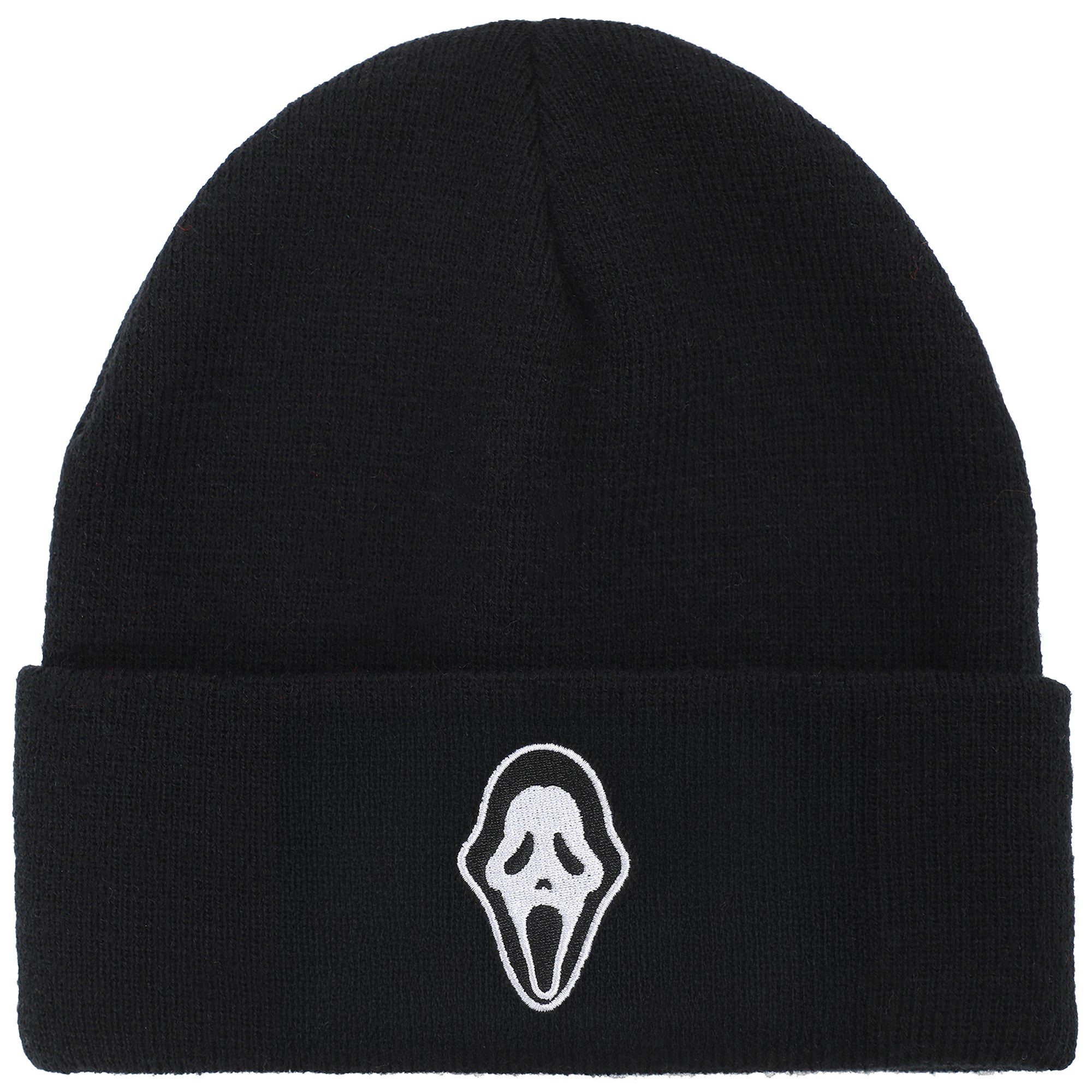 Ghostface Embroidered Face Logo On Black Cuff Beanie