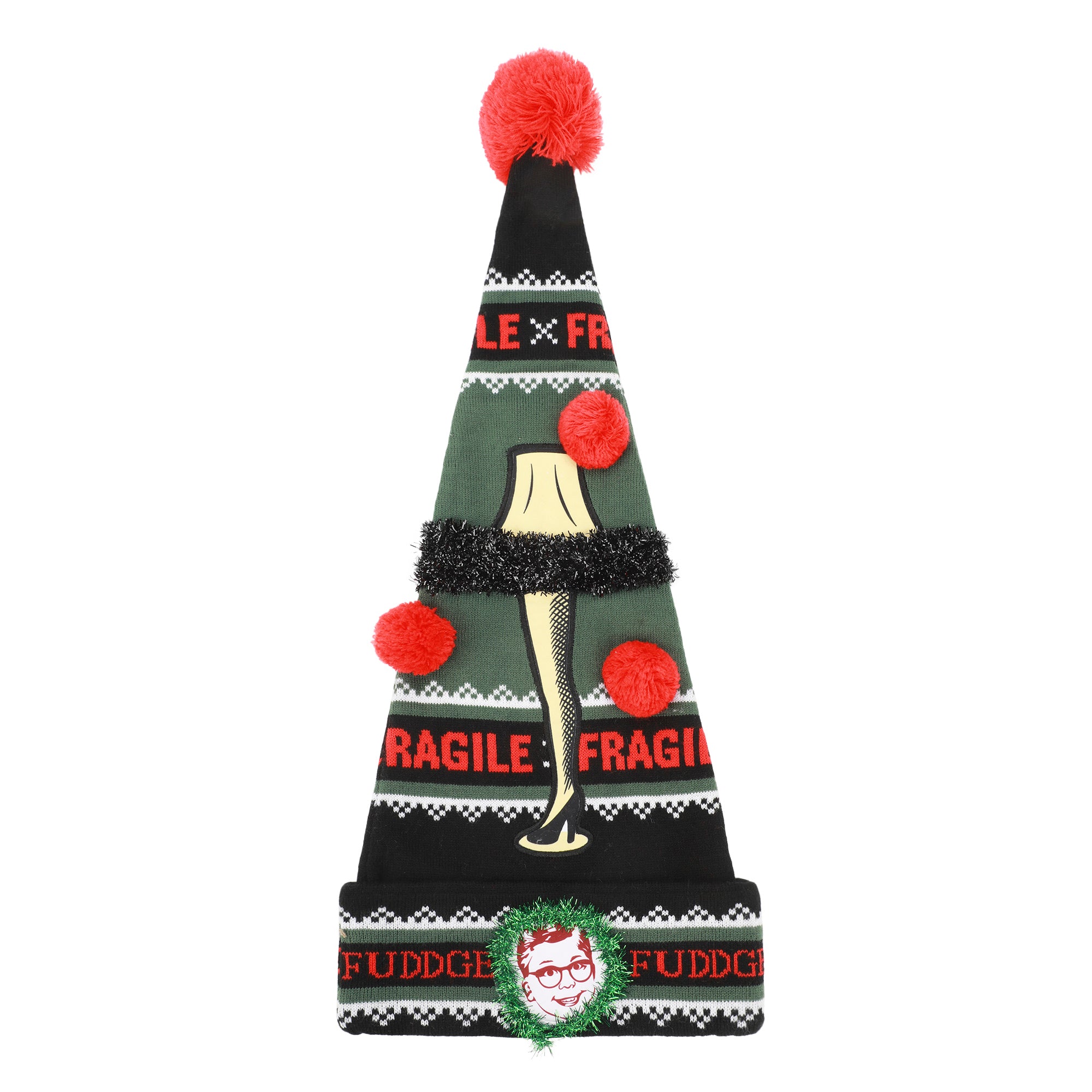 A Christmas Story Fragile Leg Lamp Green Santa Hat