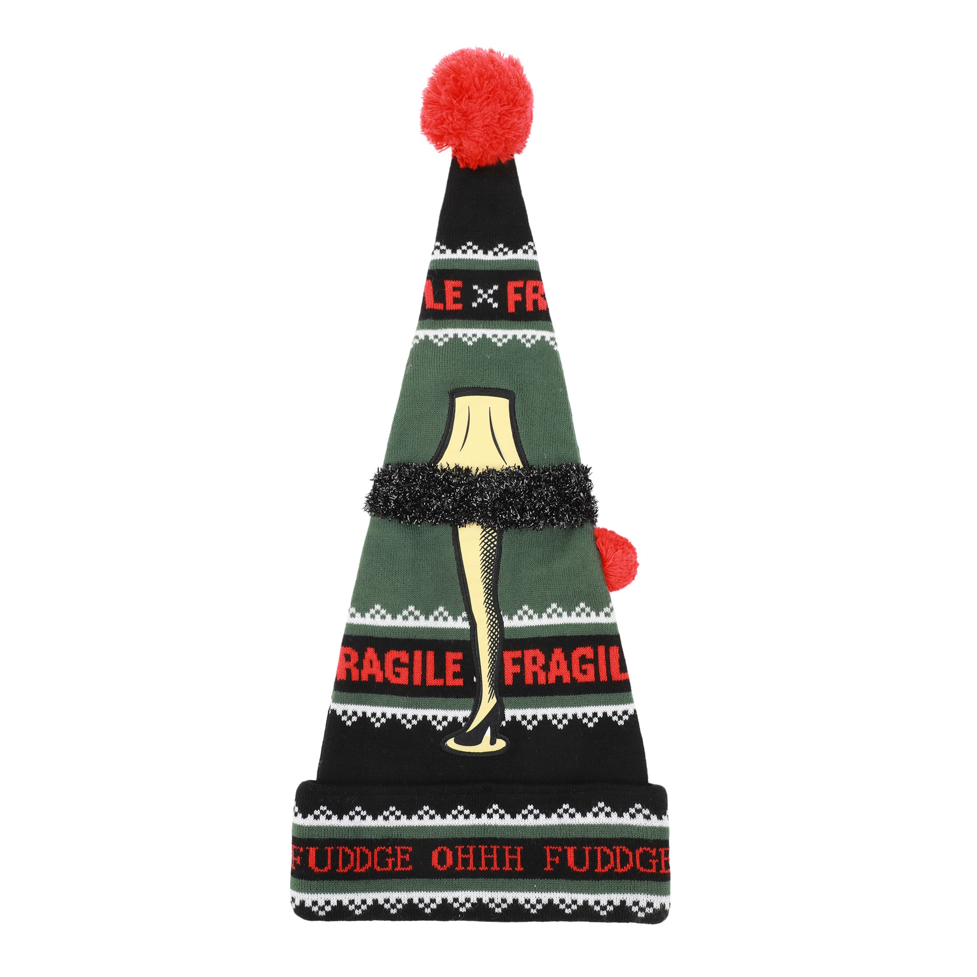 A Christmas Story Fragile Leg Lamp Green Santa Hat