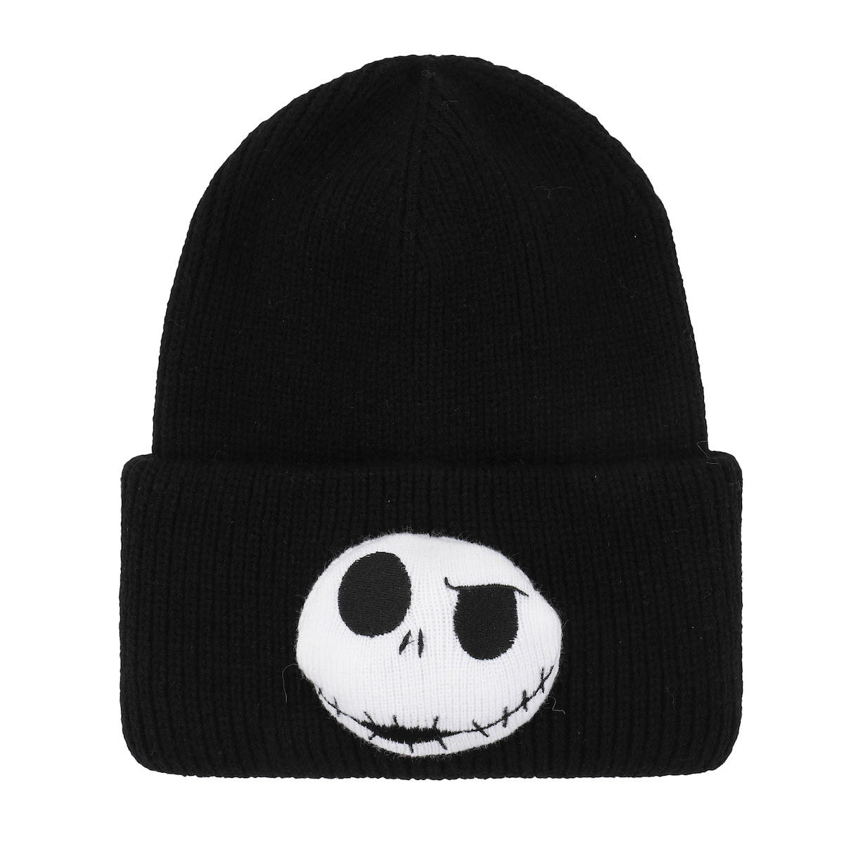 Nightmare Before Christmas 3D Plush Jack Skellington Character Head Black Tall Cuff Beanie