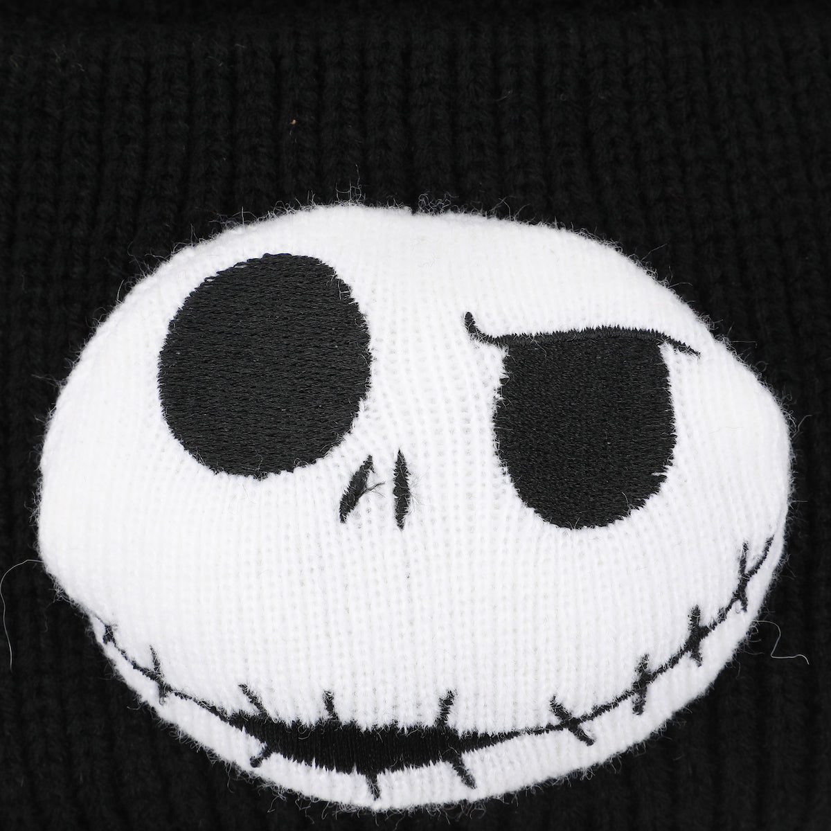 Nightmare Before Christmas 3D Plush Jack Skellington Character Head Black Tall Cuff Beanie