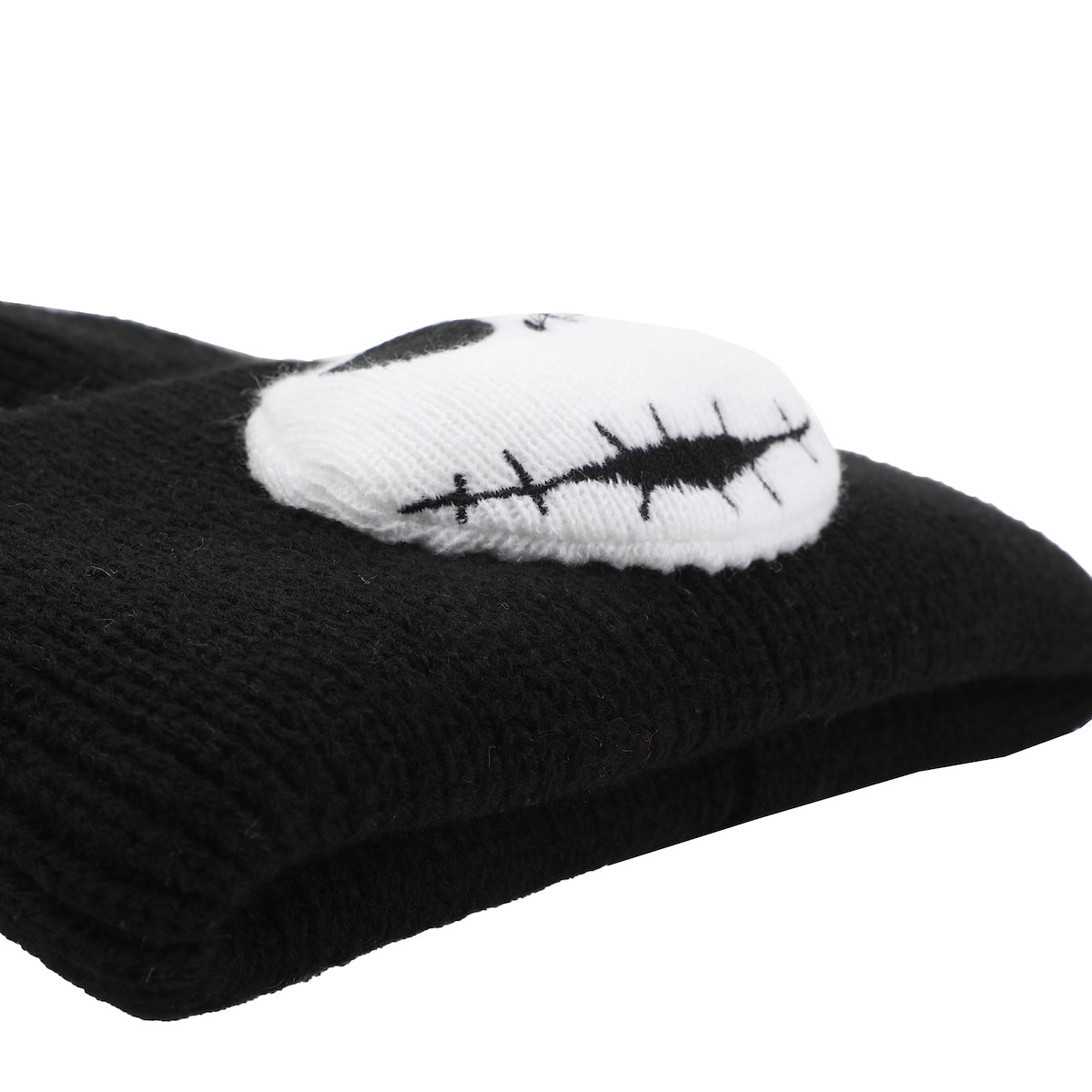 Nightmare Before Christmas 3D Plush Jack Skellington Character Head Black Tall Cuff Beanie