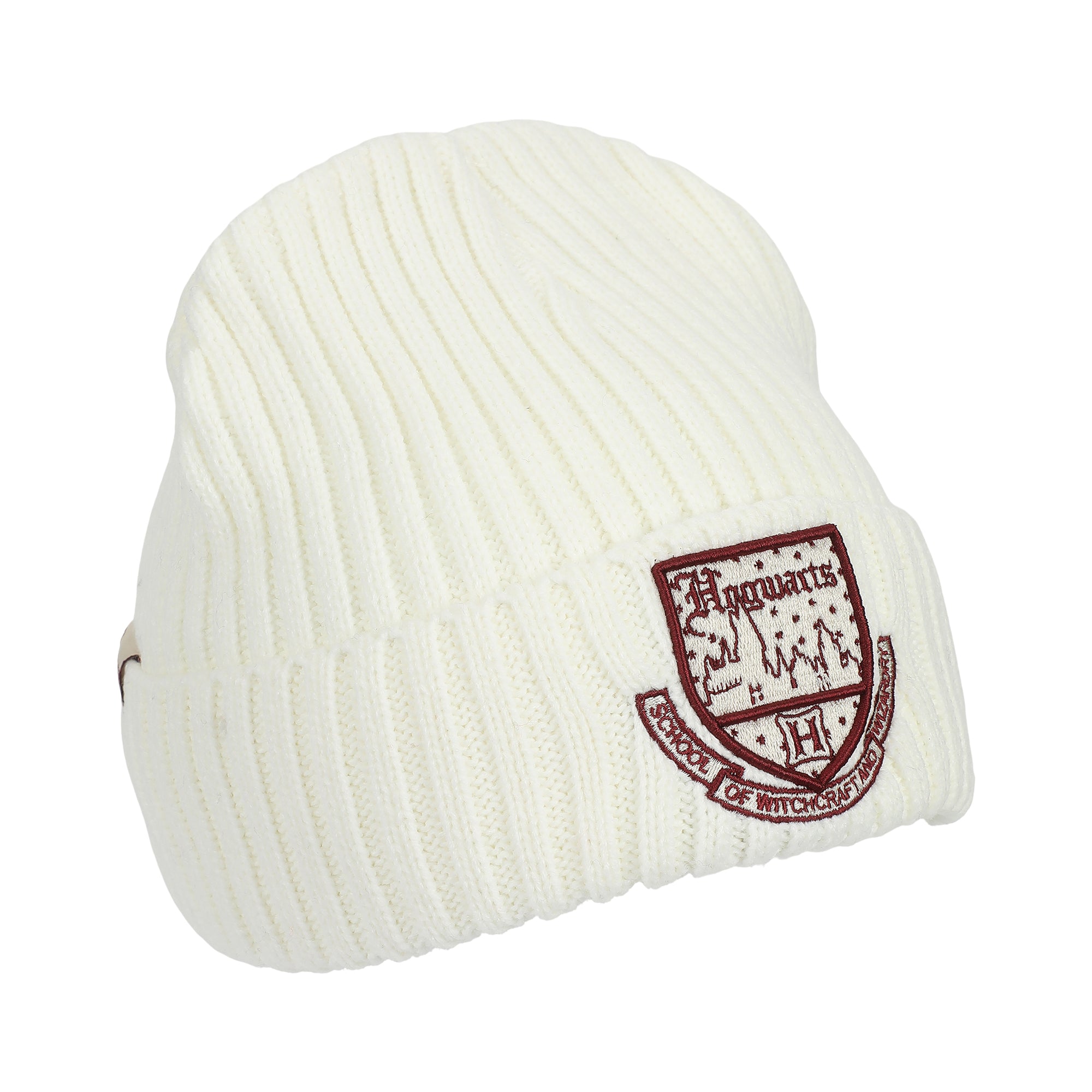 Harry Potter Hogwarts Embroidery And Woven Patch Acrylic Knit Cuff Beanie