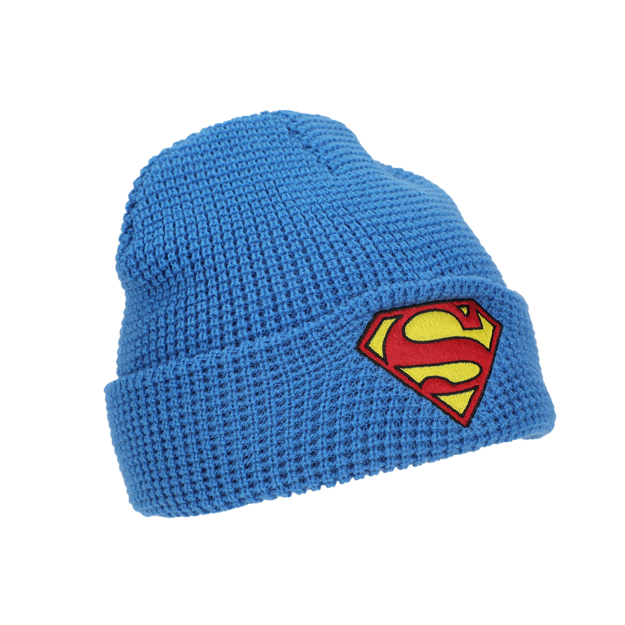Superman  Superman Logo Embroidery Waffle Knit Cuff Beanie