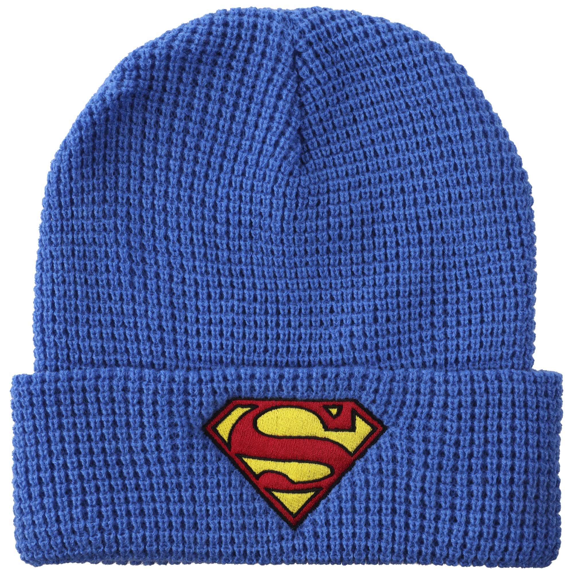 Superman Superman Logo Embroidery Waffle Knit Cuff Beanie