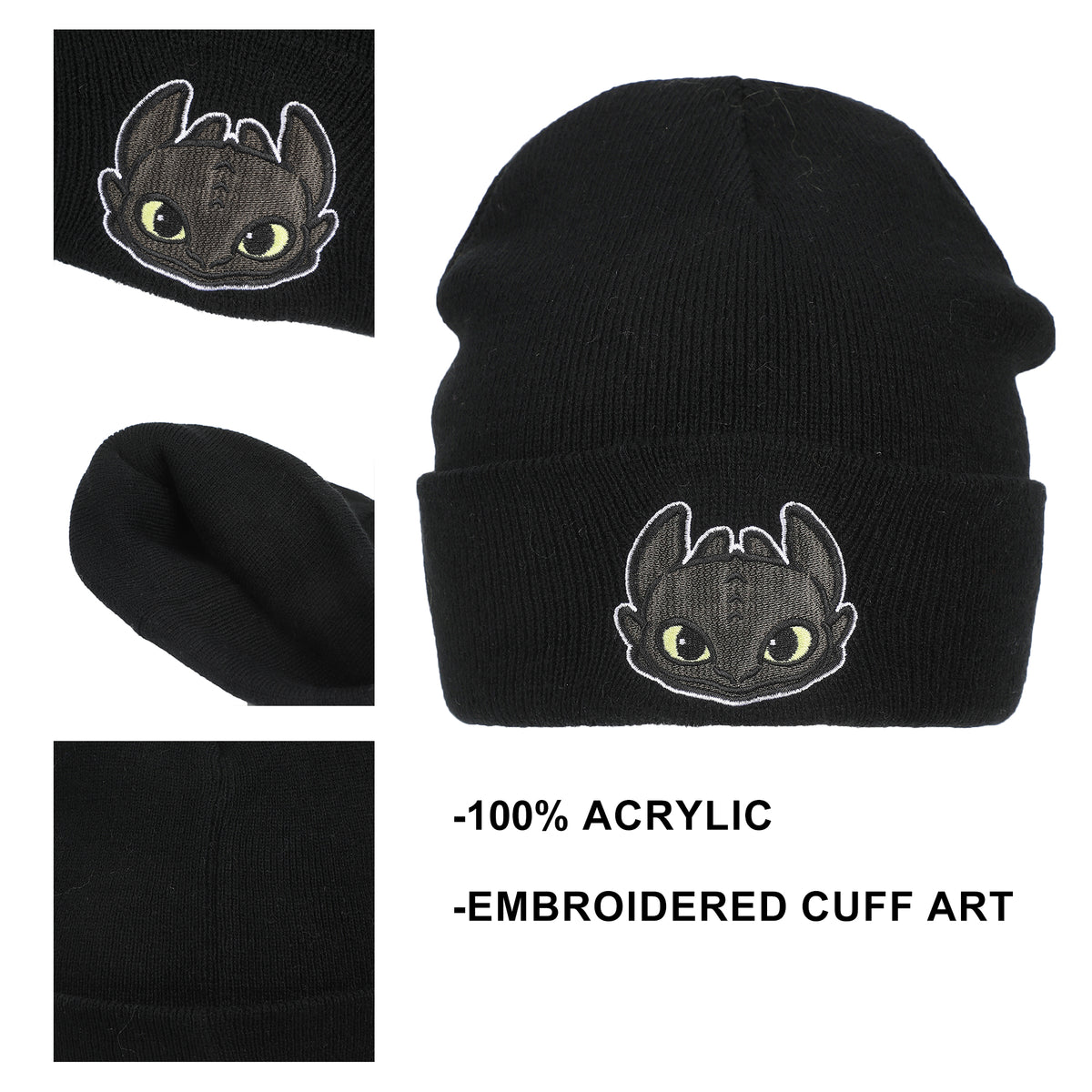 How to Train Your Dragon Toothless Men’s Embroidered Cuff Beanie
