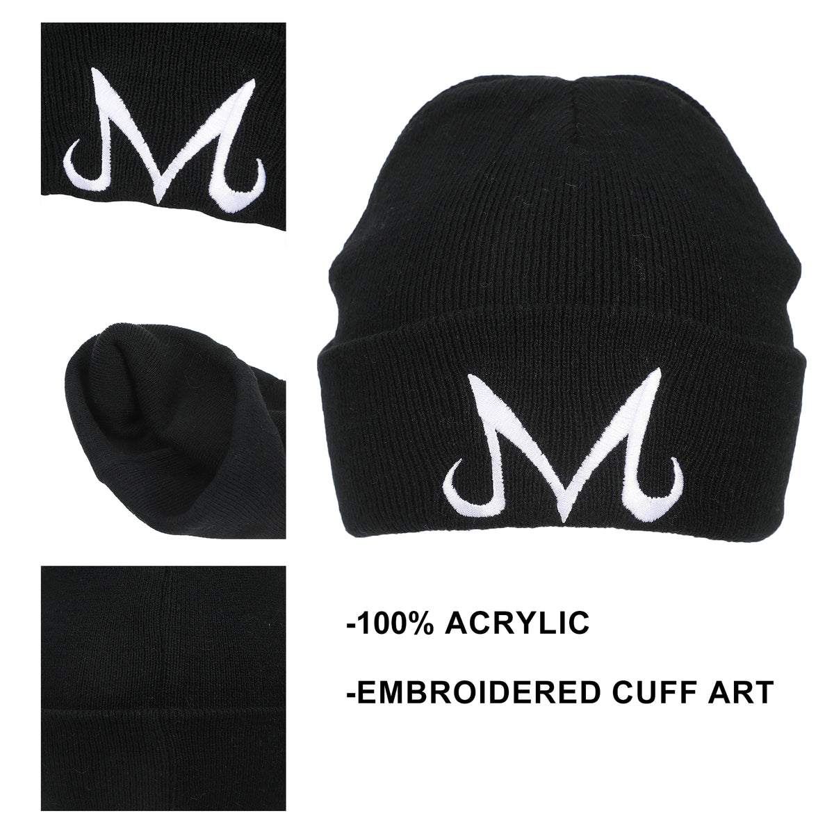 Dragon Ball Z Majin Men’s Black Ribbed Cuff Beanie