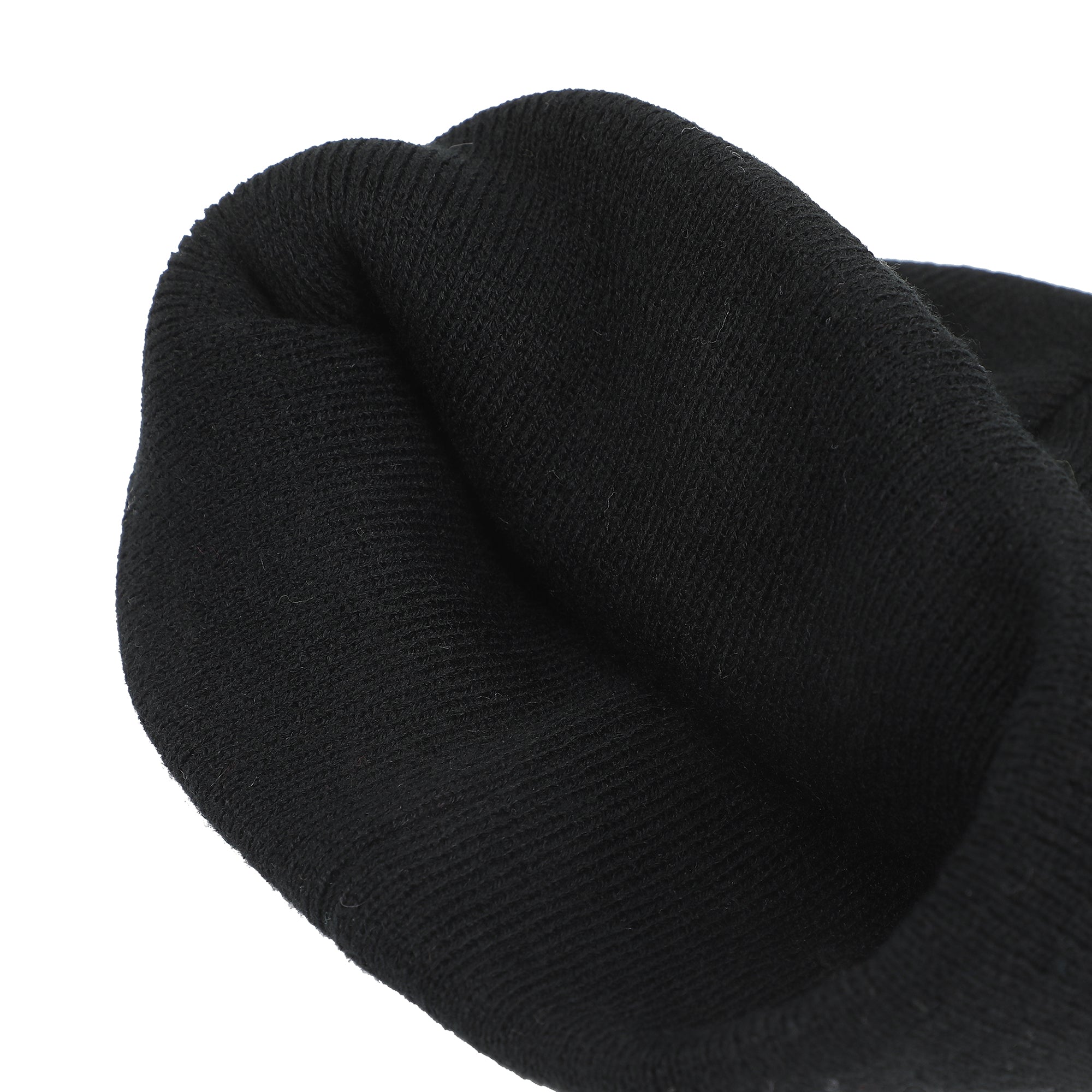 One Piece (Animated) Jolly Roger Pirate Cuff Embroidery On Ribbed Black Acrylic Knit Cuff Beanie