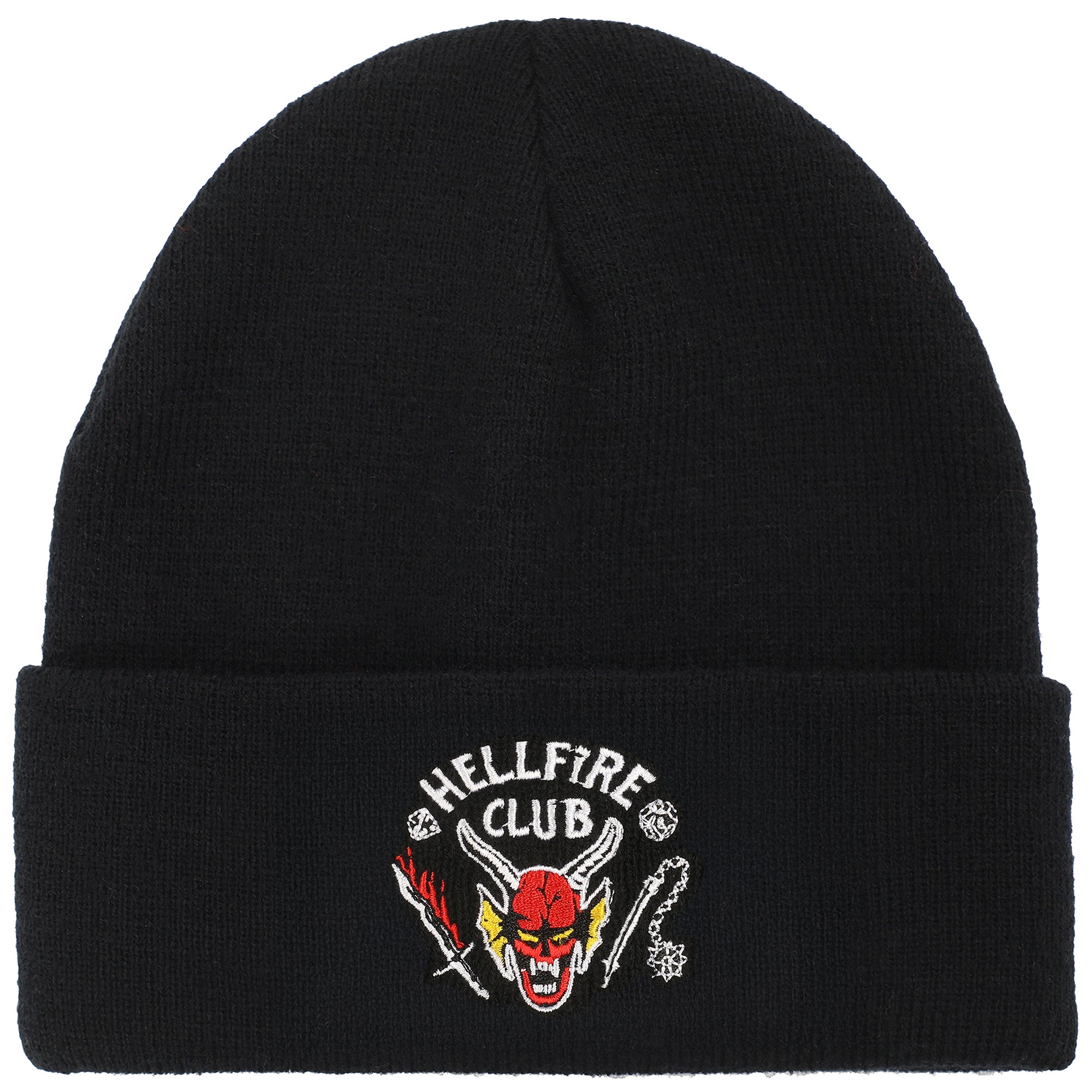 Stranger Things Hellfire Club Embroidery On Black Acrylic Knit Cuff Beanie