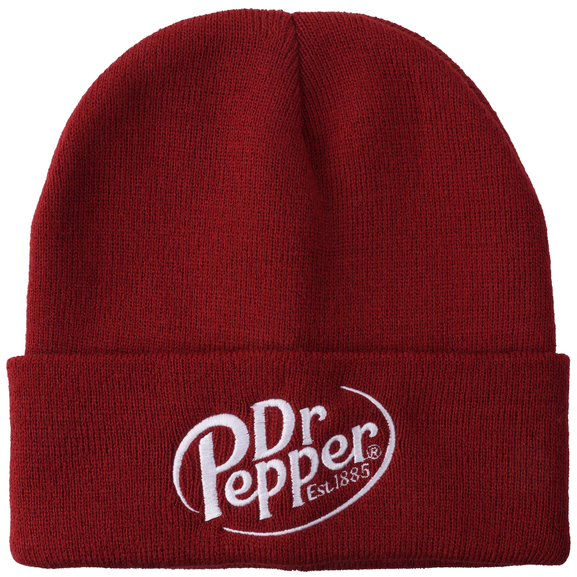 Dr Pepper Embroidery On Acrylic Knit Standard Cuff Beanie