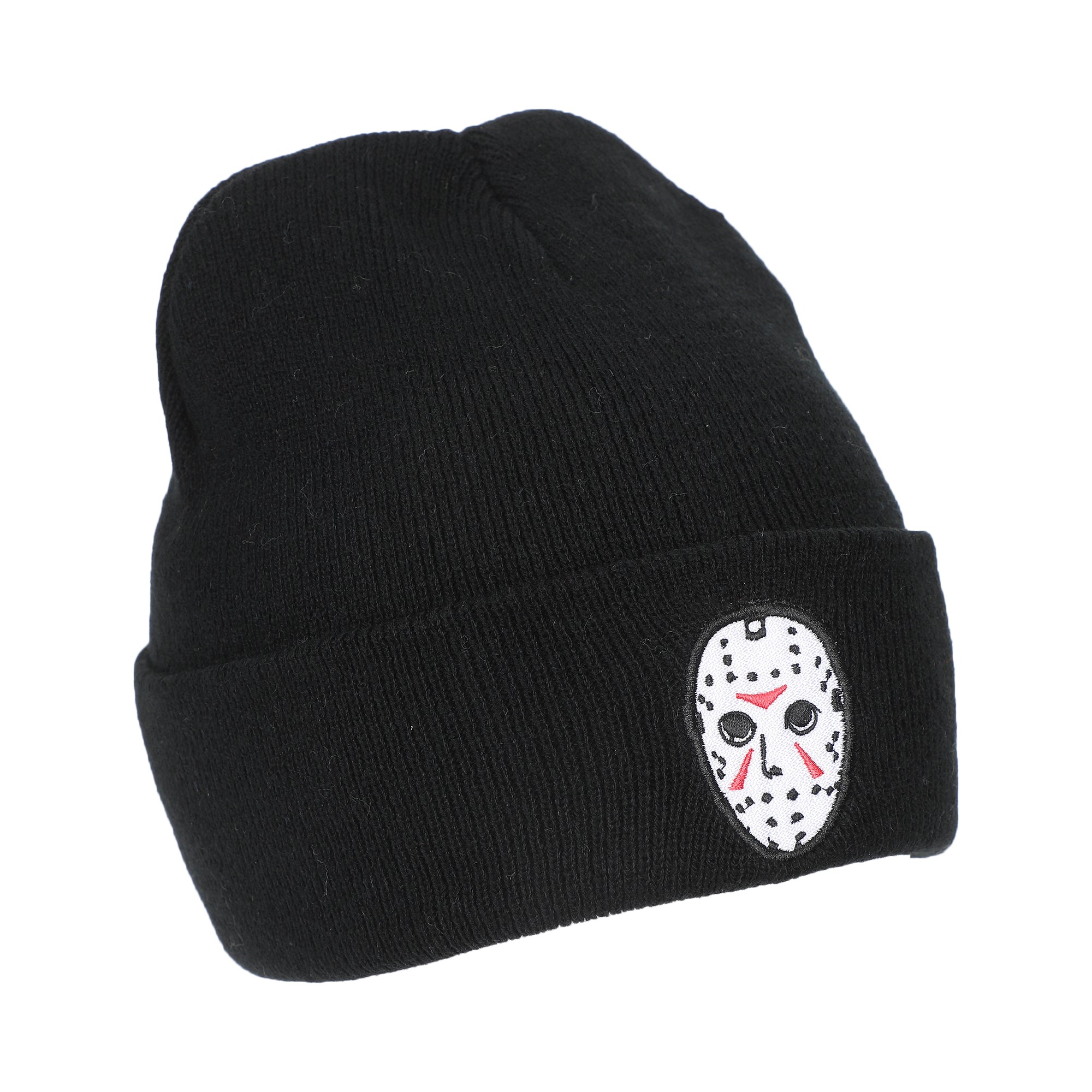 Friday The 13Th Jason Mask Embroidery On Acrylic Knit Standard Cuff Beanie