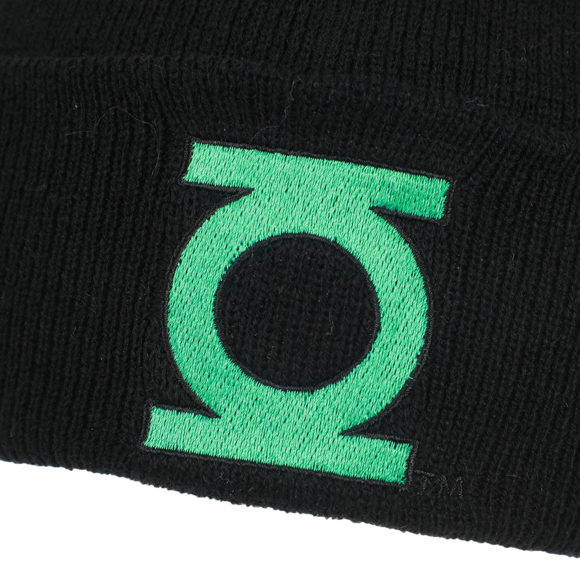 Green Lantern Logo Embroidery On Acrylic Knit Standard Cuff Beanie