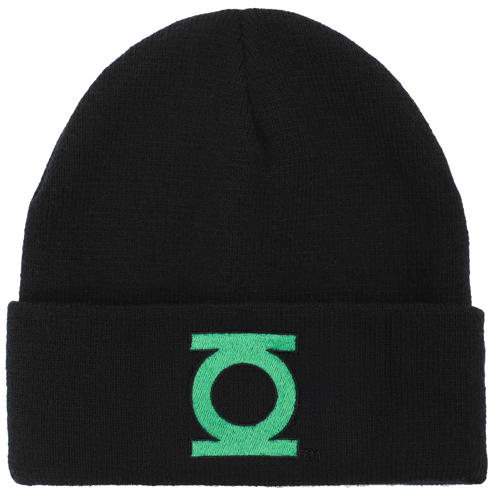 Green Lantern Logo Embroidery On Acrylic Knit Standard Cuff Beanie