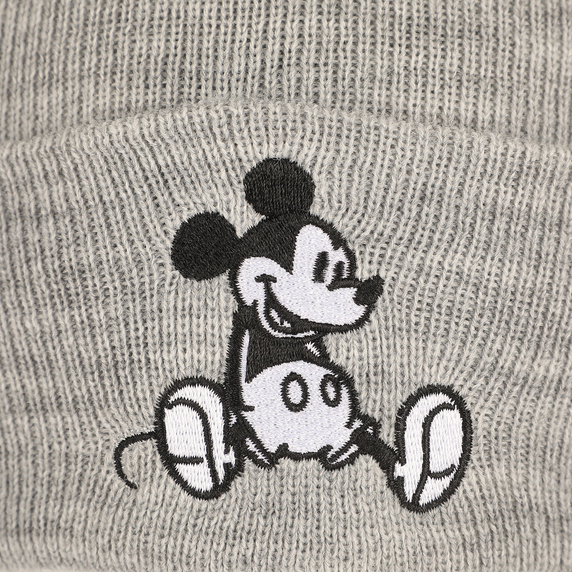 Mickey Mouse Embroidery Acrylic Knit Standard Cuff Beanie
