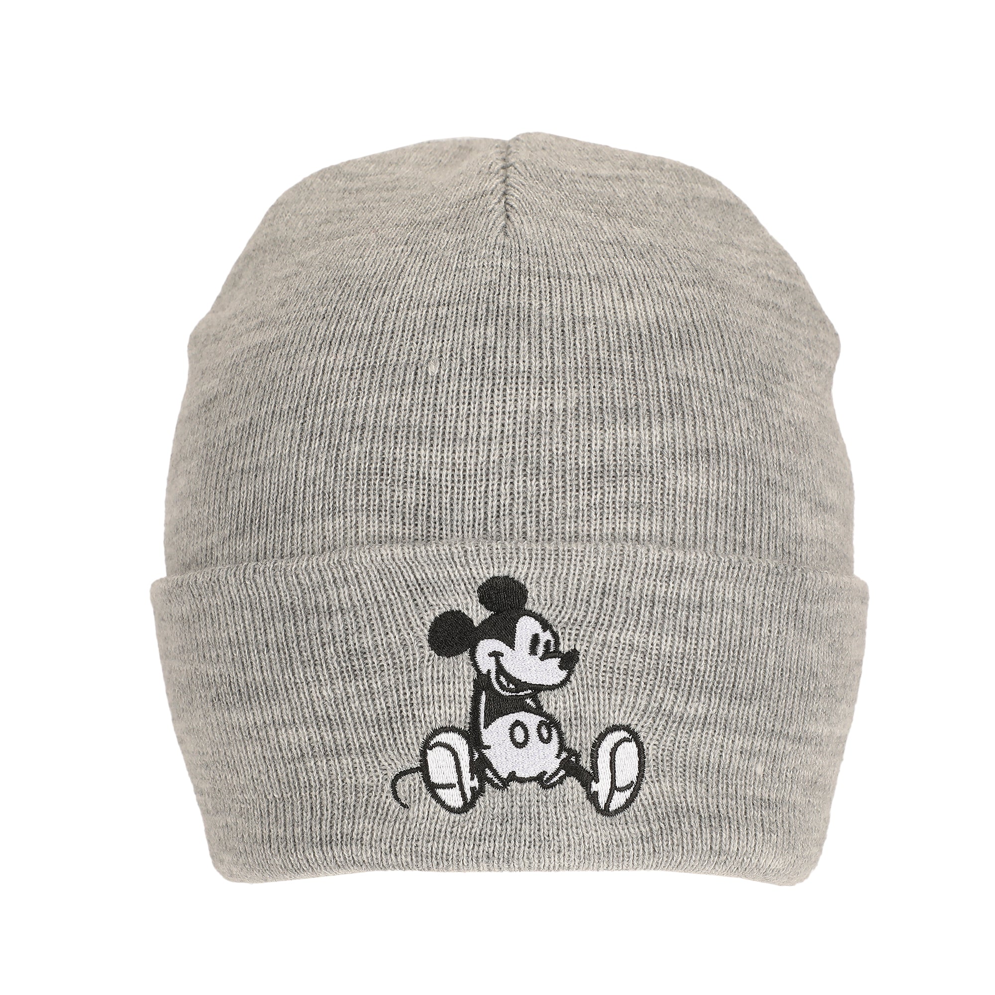 Mickey Mouse Embroidery Acrylic Knit Standard Cuff Beanie